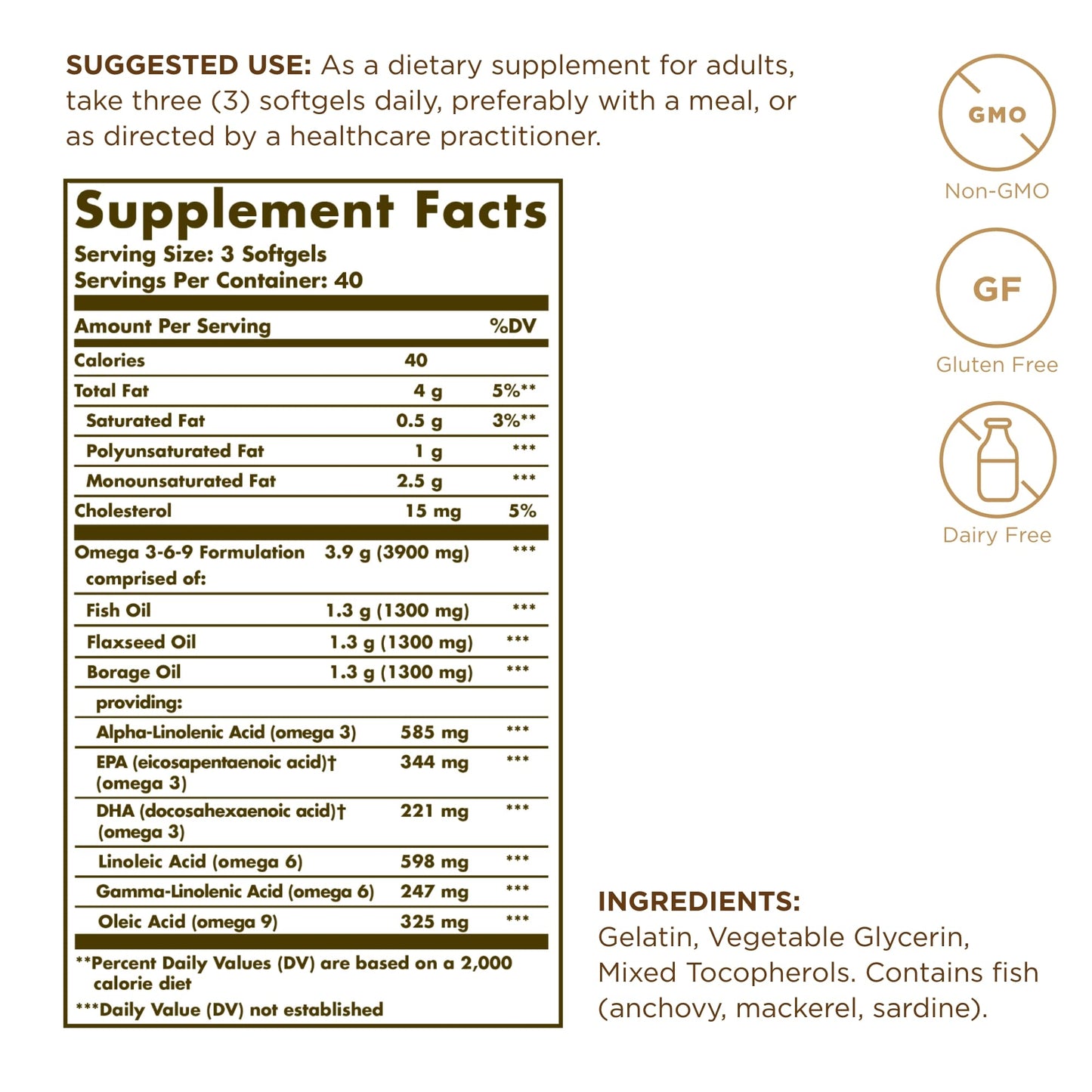 Solgar 1300 mg Omega 3-6-9 Softgels 360