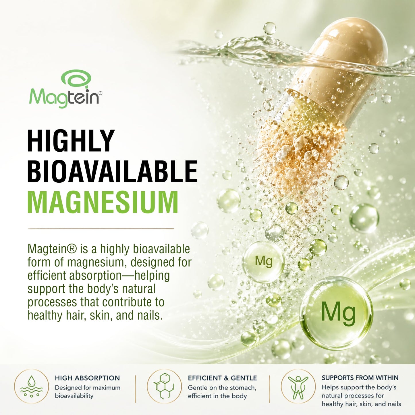Magceutics KeraMag – Hair, Skin & Nails Support with Digestible Functional Keratin (KeraGEN-IV) & Magtein Magnesium L-Threonate – Clinically Studied, 90 Capsules