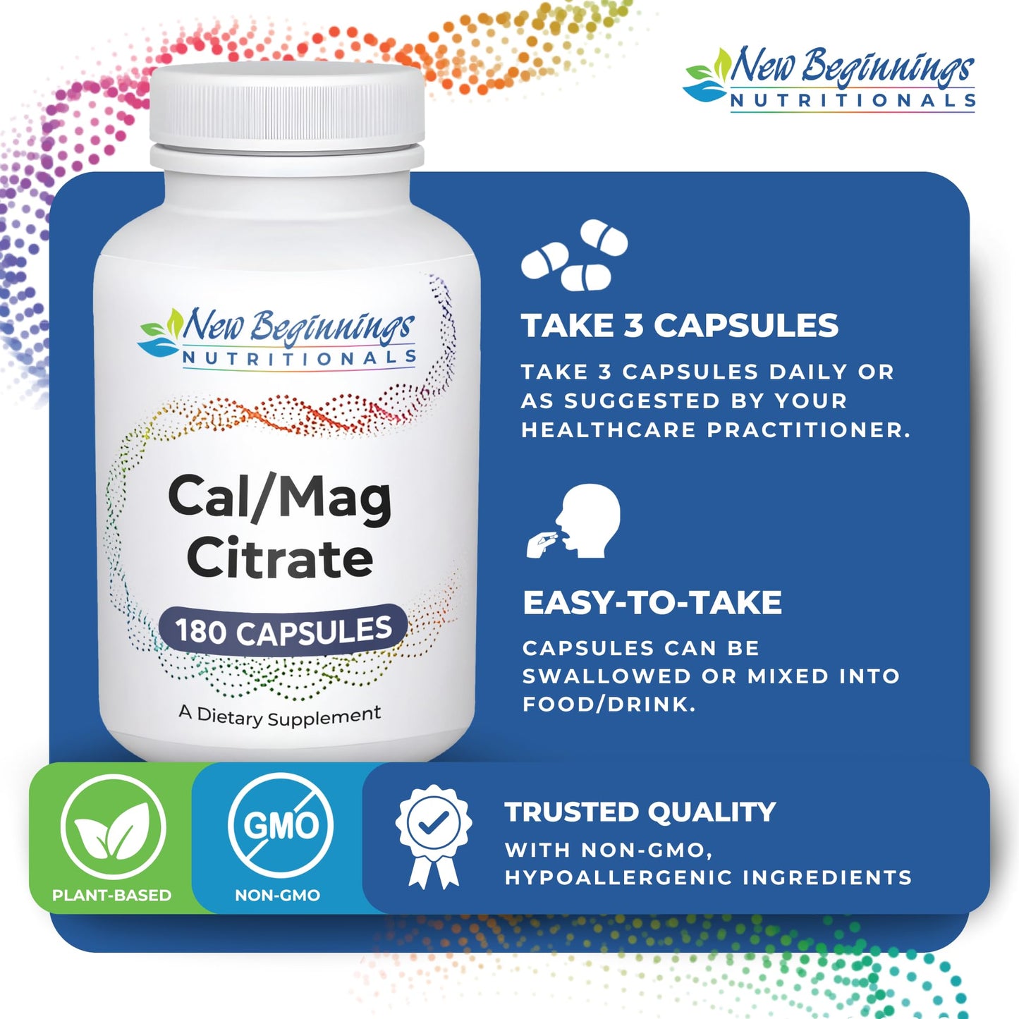 New Beginnings Nutritionals Calcium & Magnesium Capsule, 180 Capsules