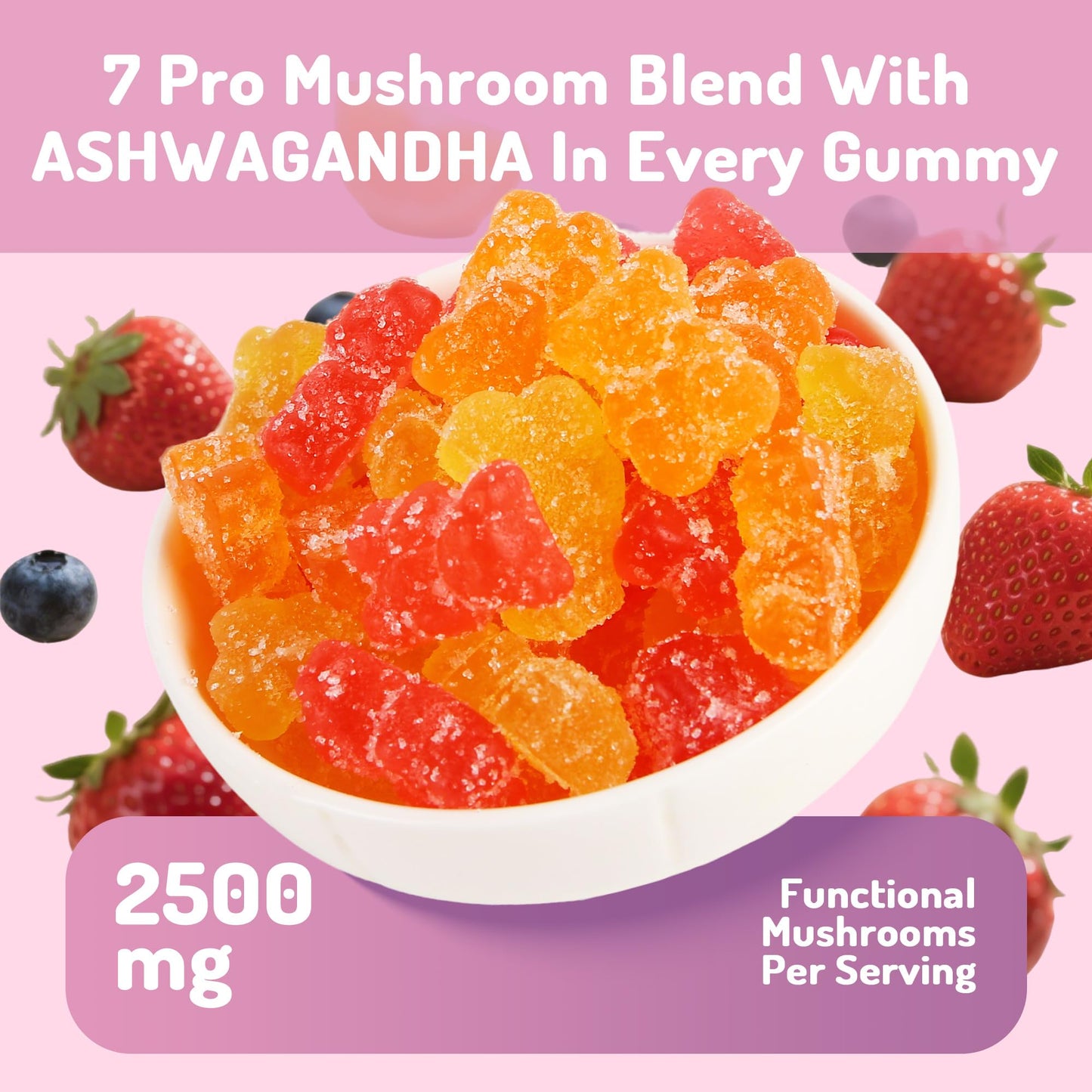 KAACHLI Ashwagandha 1000mg & Mushroom Gummies, 80 Count