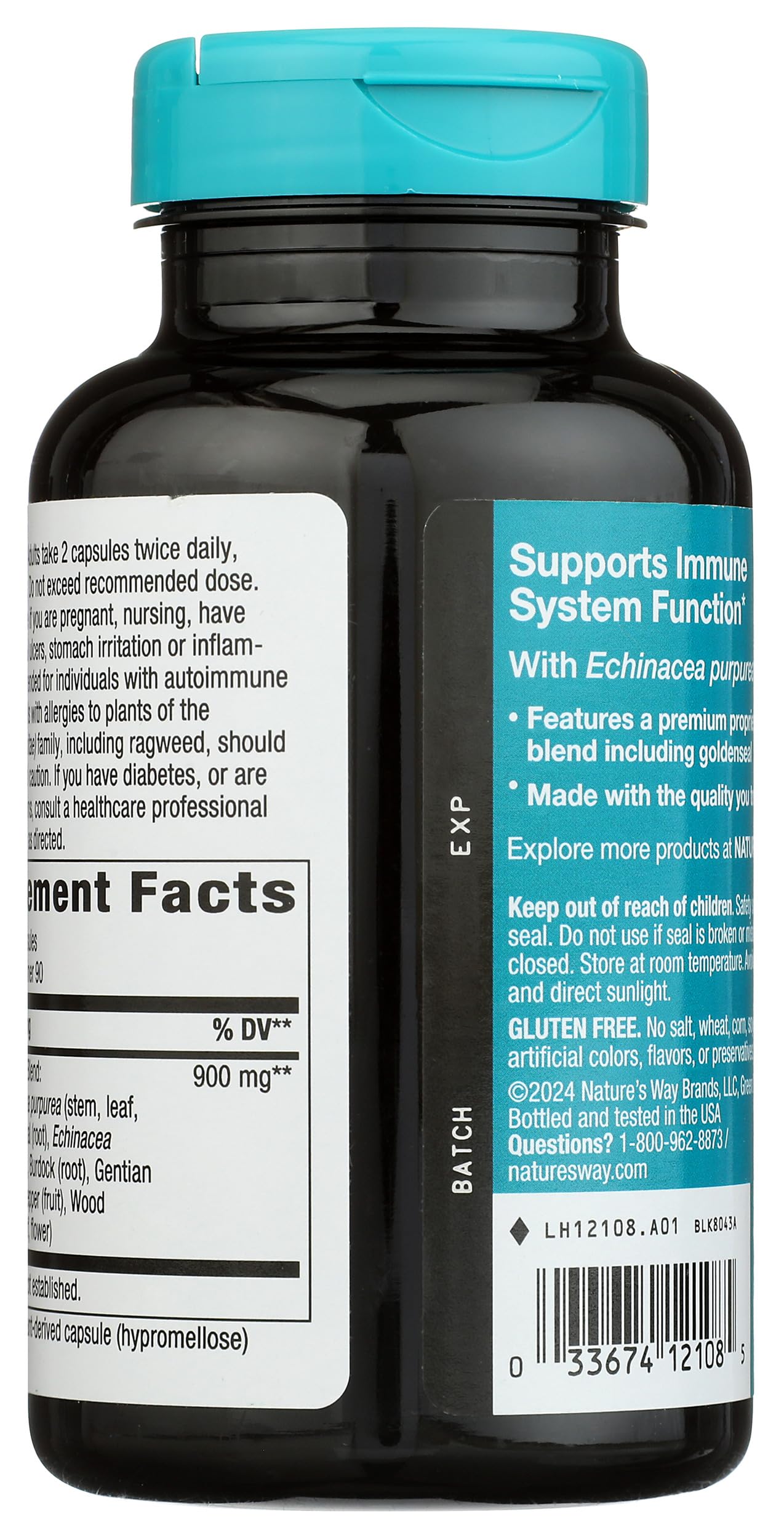 Nature's Way Echinacea Goldenseal 450mg Capsules, 180 Count