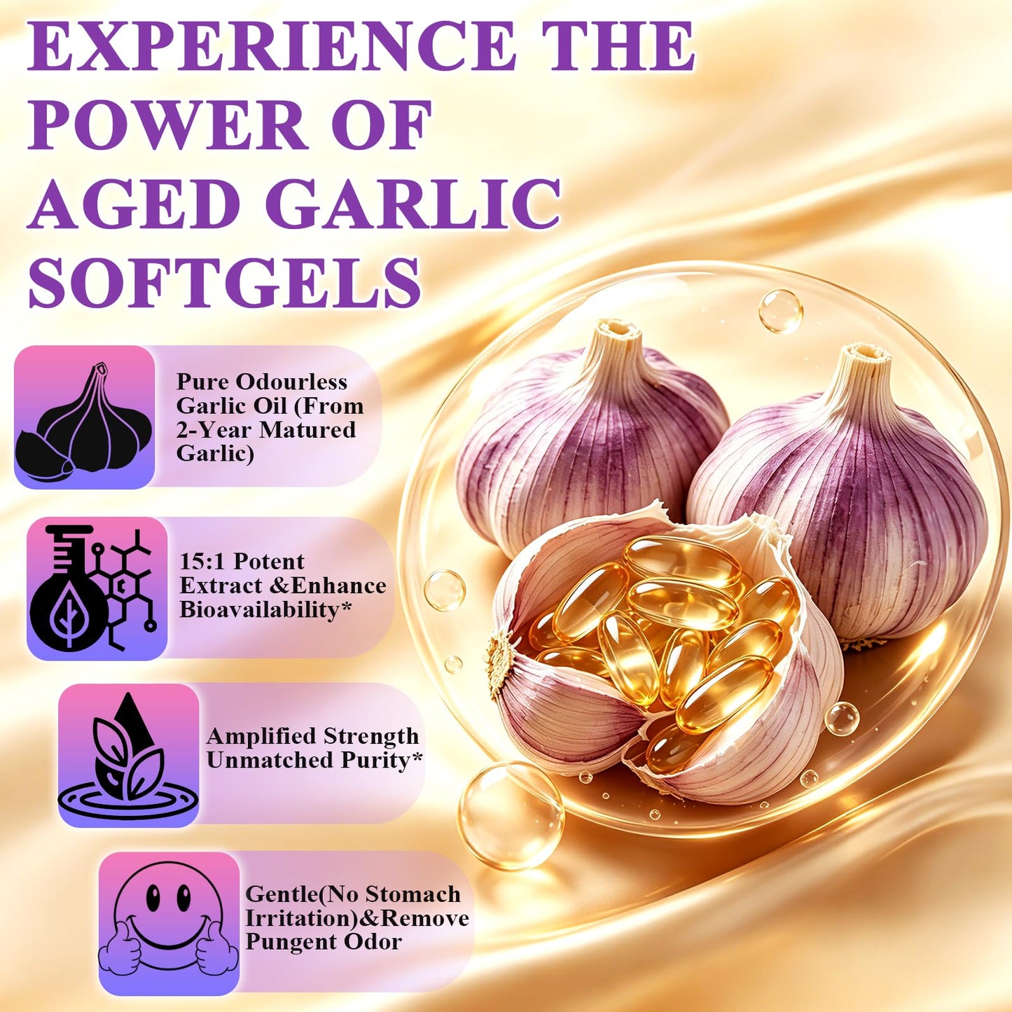 GLOVVUUP Aged Garlic Extract 800mg Softgels, 120 Count