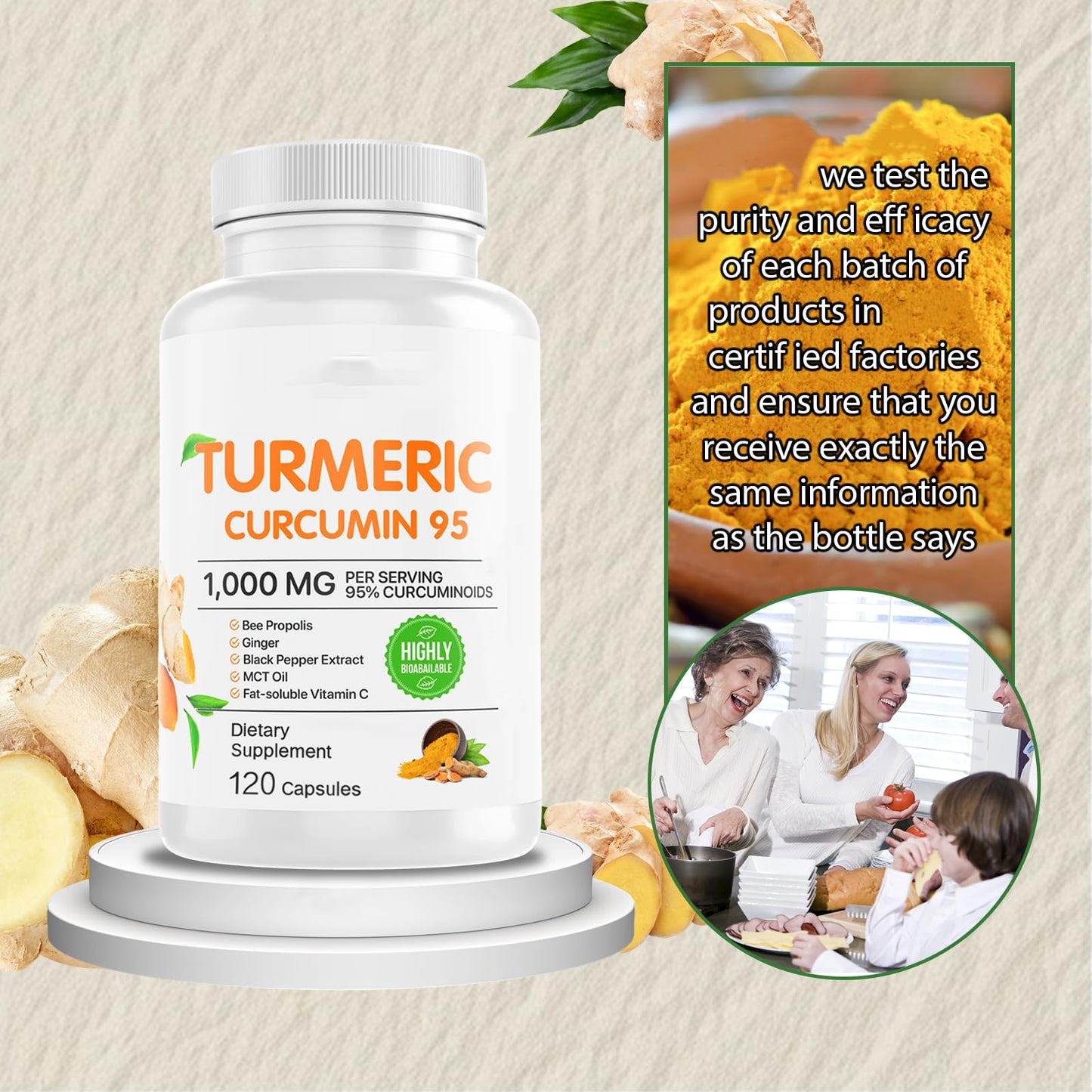 NIVELLE Pure Turmeric Curcumin Supplement Capsule 120 Capsules