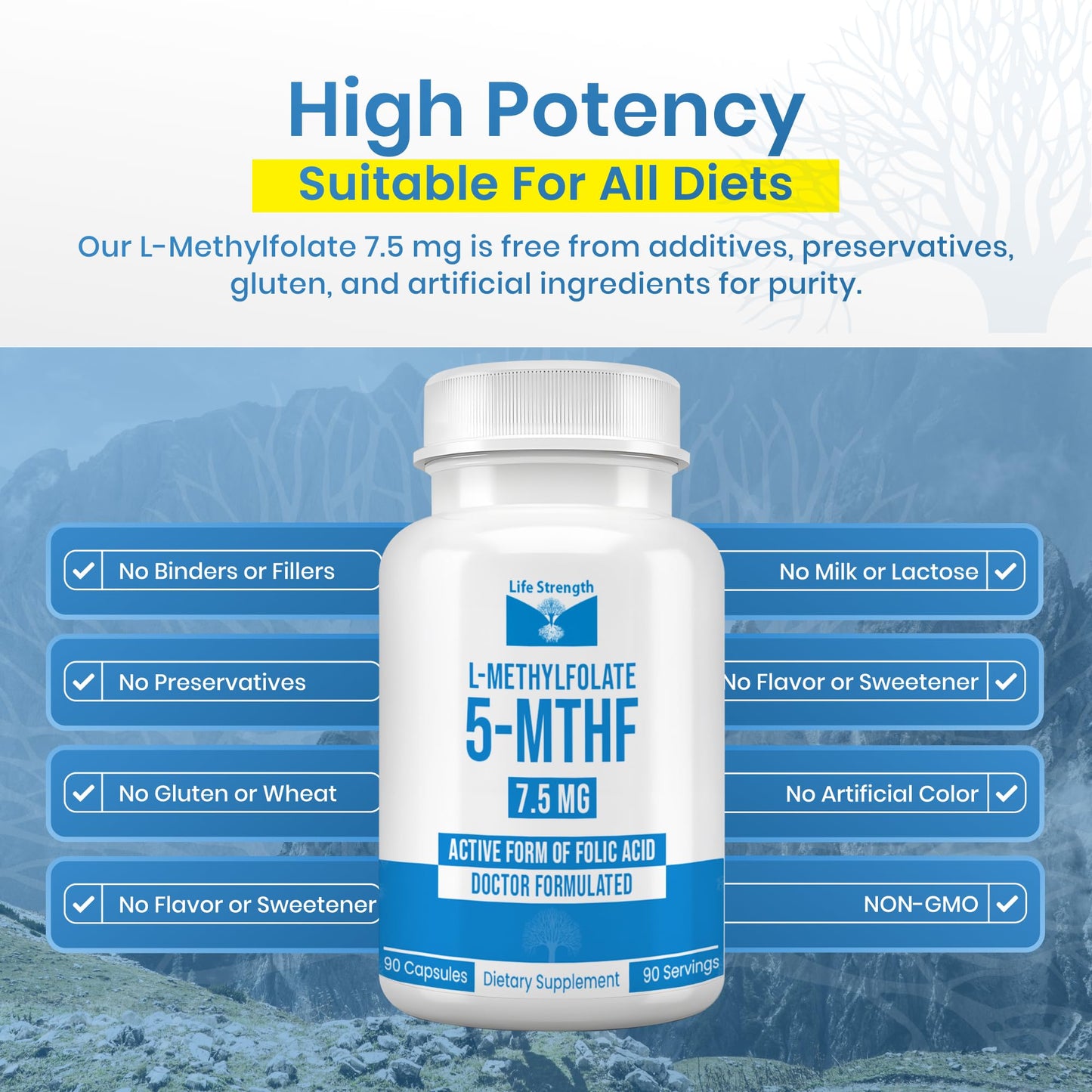 LifeStrength L-Methylfolate 7.5mg Capsules, 90 Capsules