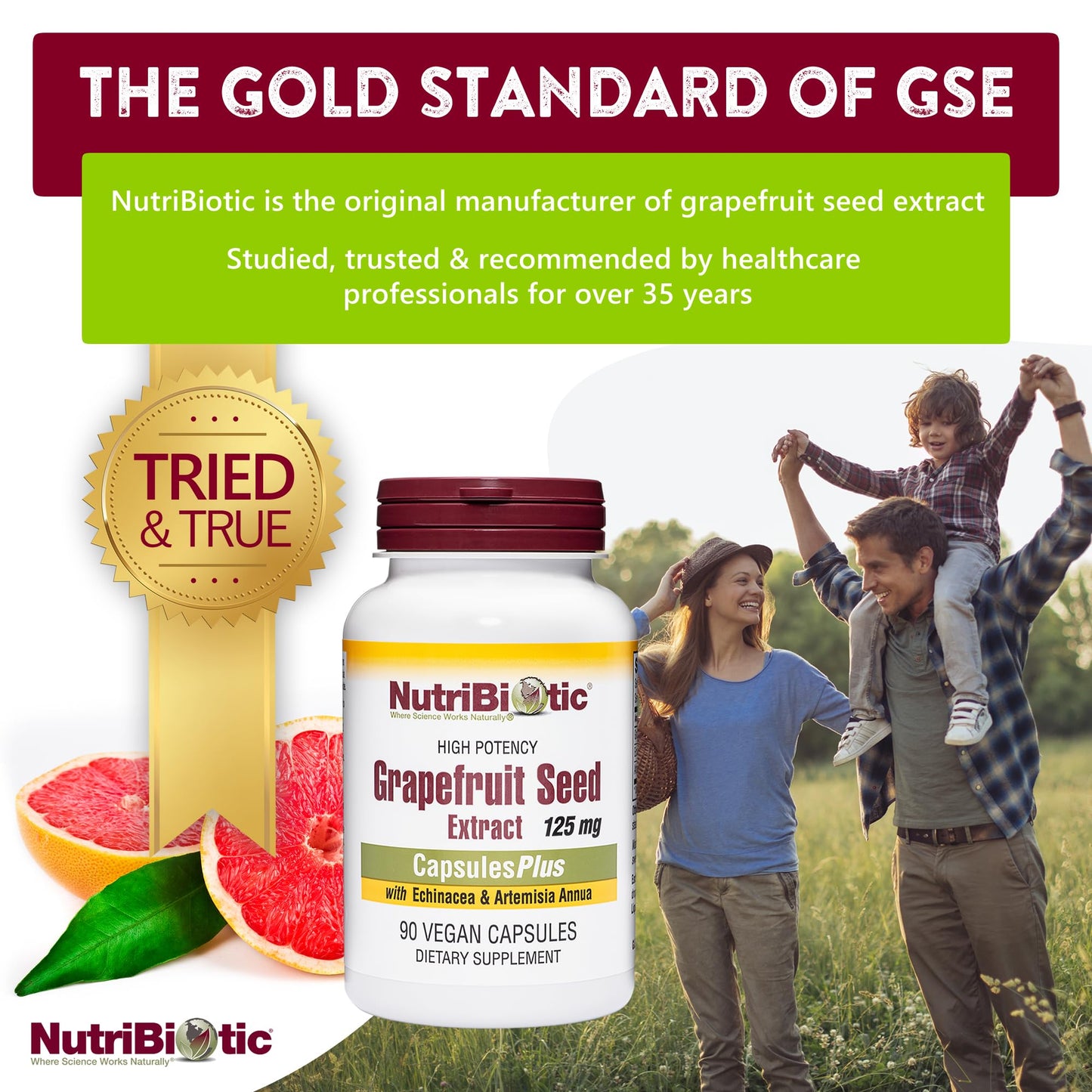 NutriBiotic Grapefruit Seed Extract Capsules, 125 mg, 90 Count