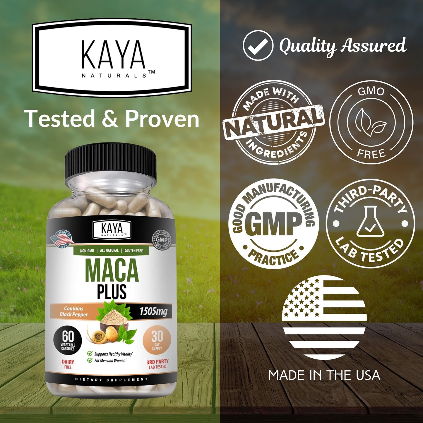Kaya Naturals MACA Plus Capsules 60 Count