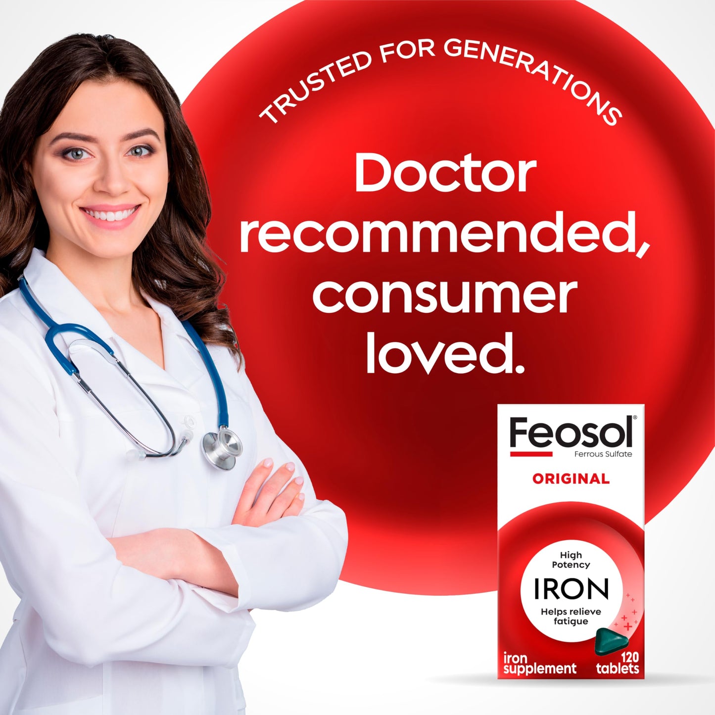 Feosol Original Iron Supplement Tablets 65mg 240 Count
