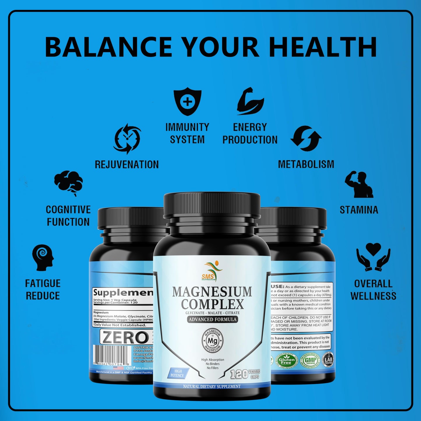 SMSHEALTHPRODUCTS.com Magnesium Complex Capsule, 120 Capsules