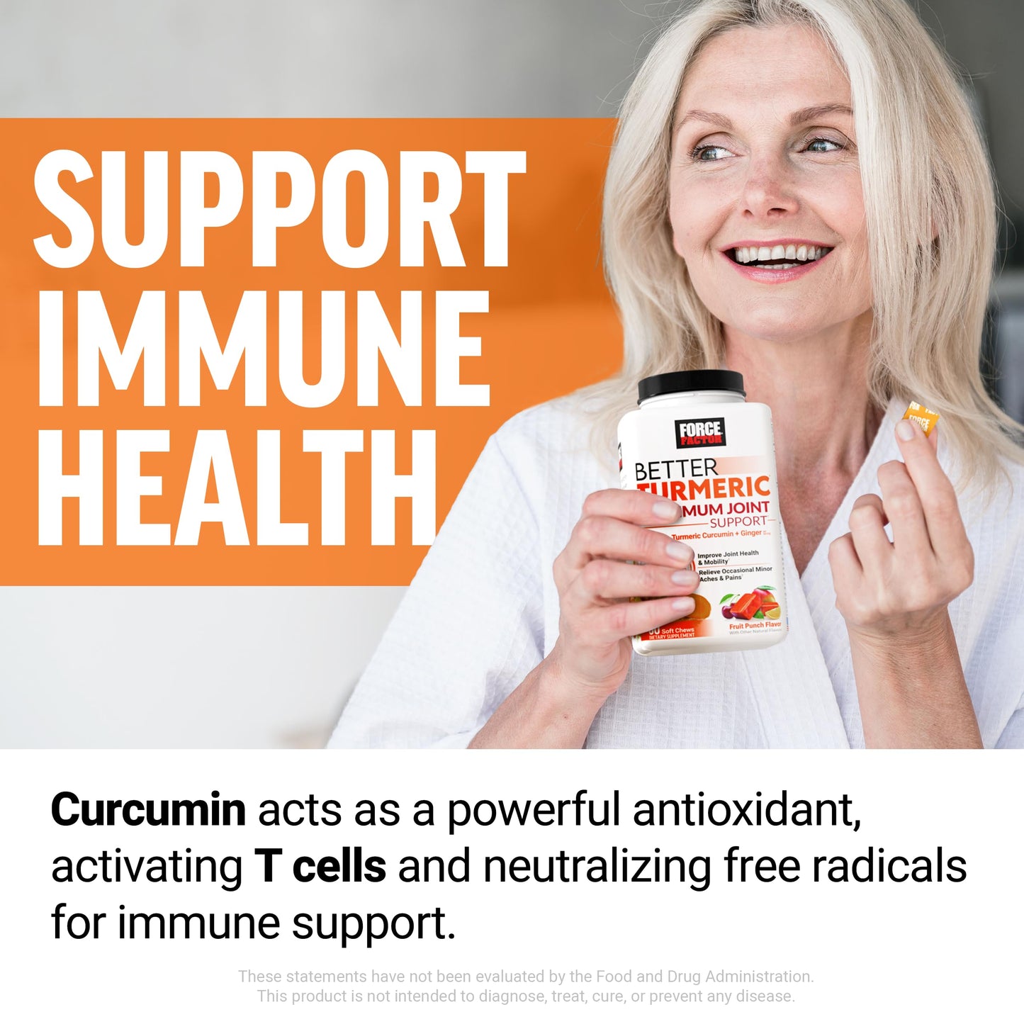Force Factor Better Turmeric Maximum Joint Support 1075mg Curcumin with Ginger Soft Chews, 180 Count