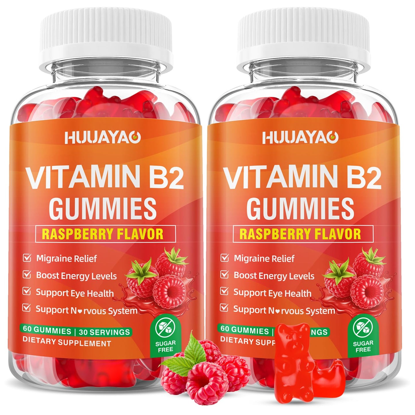 HUUAYAO Vitamin B2 (Riboflavin) Gummies, 120 Count