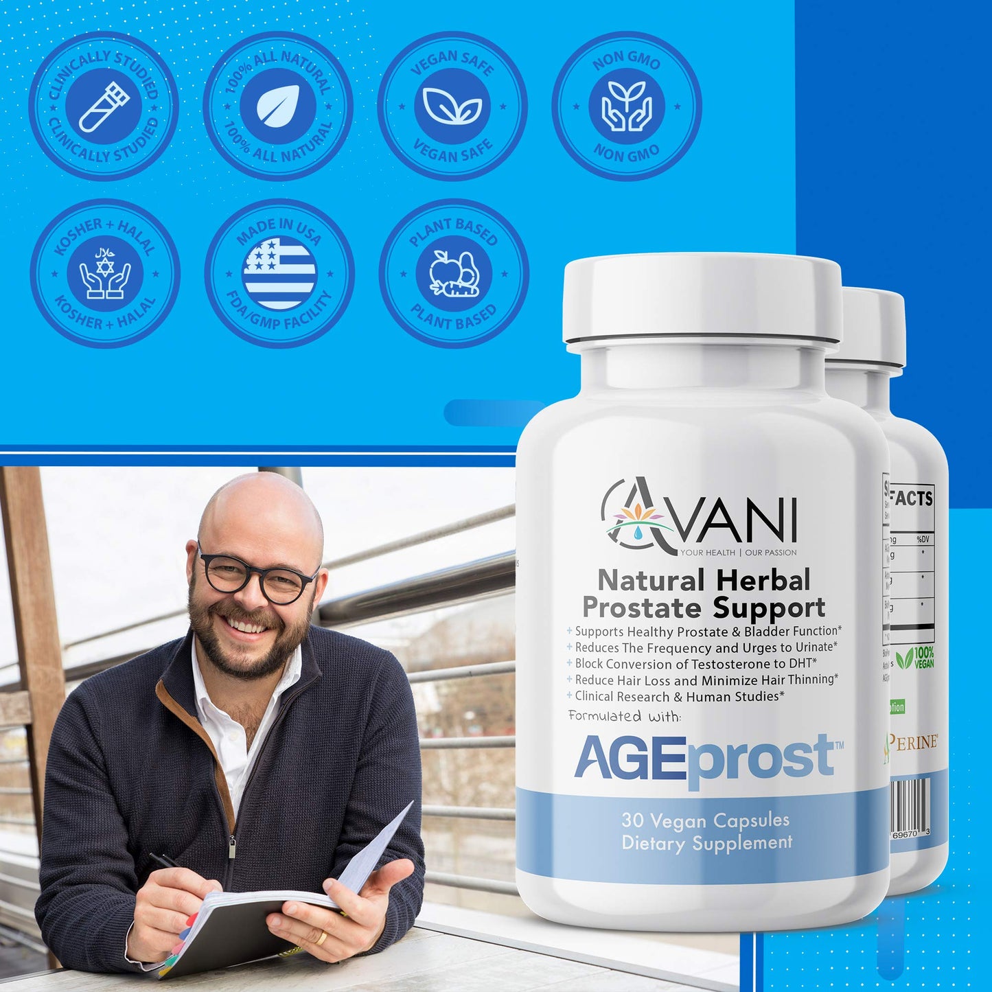 Avani Health Best Natural Herbal Prostate Health Support Capsule for Men, 30 Count