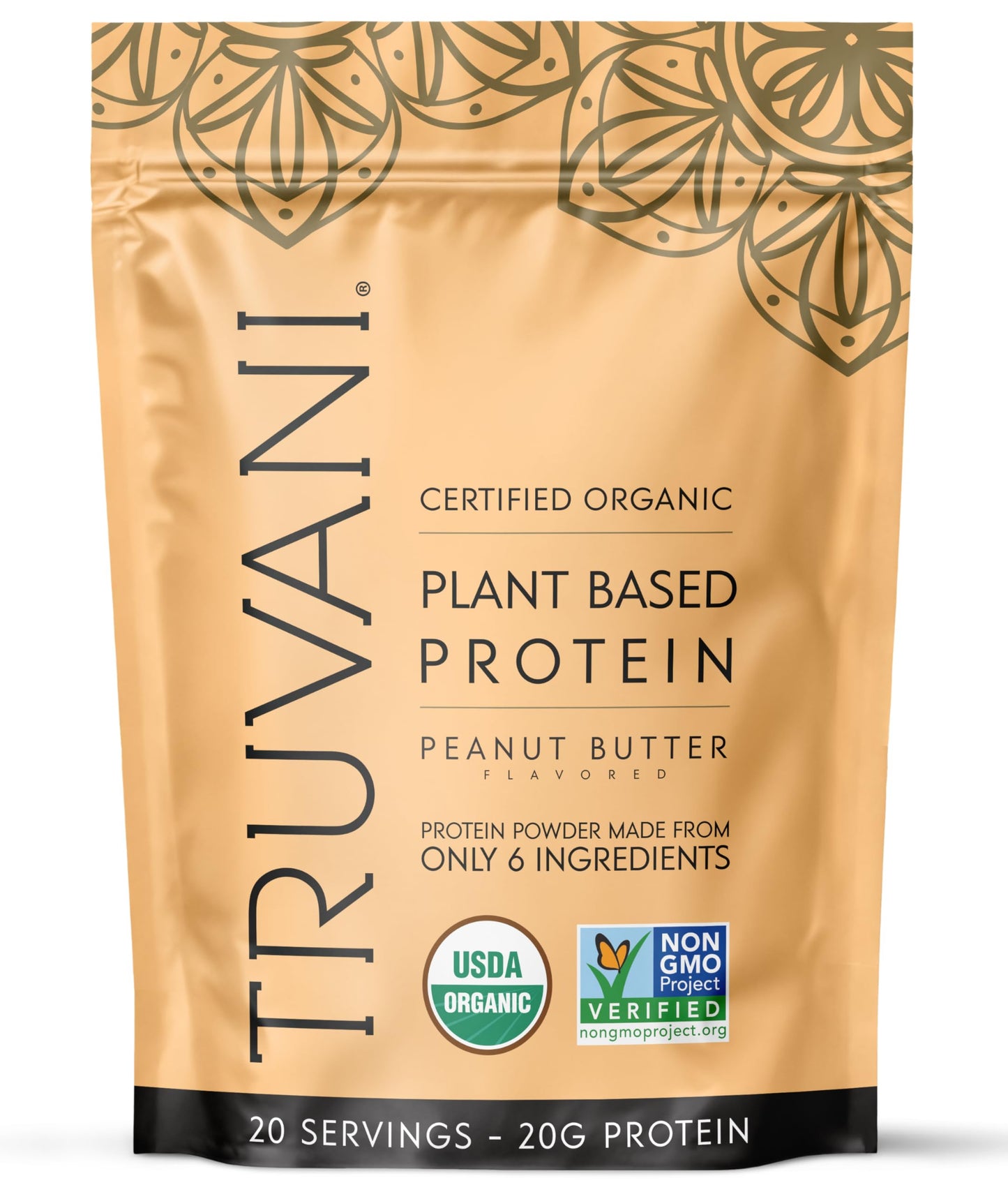 Truvani Vegan Pea Protein Powder, Peanut Butter Flavor, 20 Servings