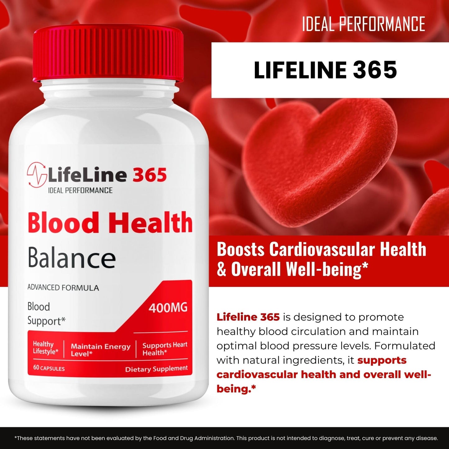 IDEAL PERFORMANCE Lifeline 365 Blood Support Capsule 60 Count