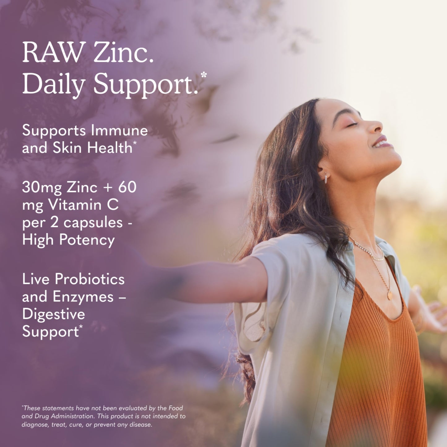 Garden of Life Zinc 30mg High Potency Raw Zinc and Vitamin C Multimineral Supplement Capsules, 60 Count