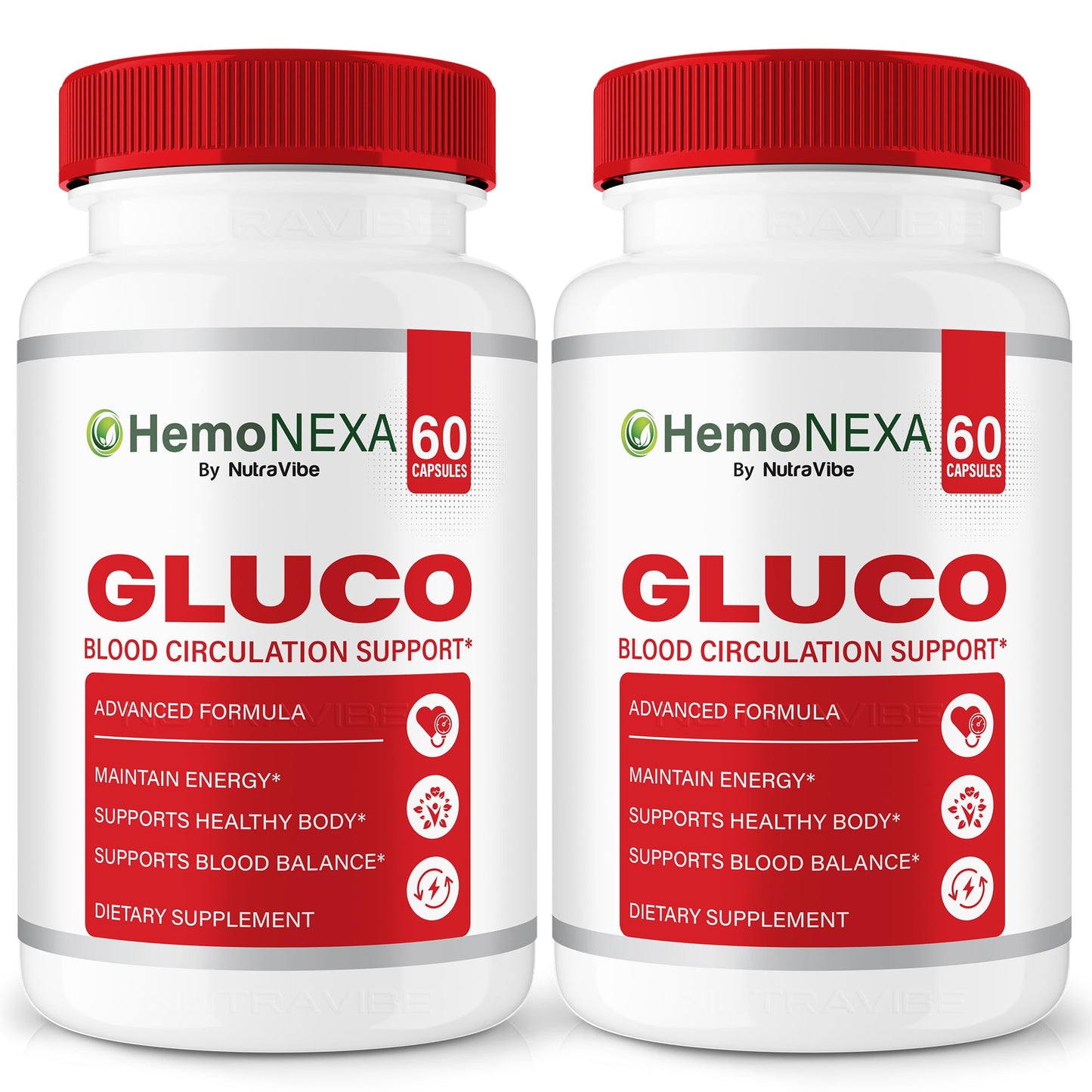 NutraVibe Hemonexa Gluco, Natural Gluco & Balance Support Supplement Capsules, 120 Capsules