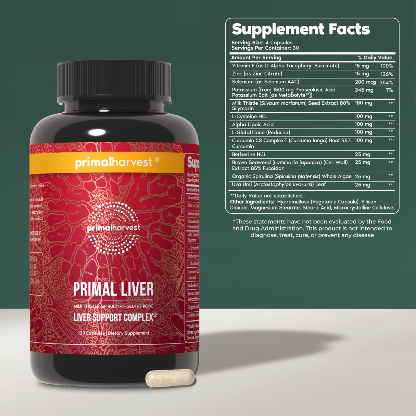 Primal Harvest Primal Liver Liver Supplement Capsule, 120 Count
