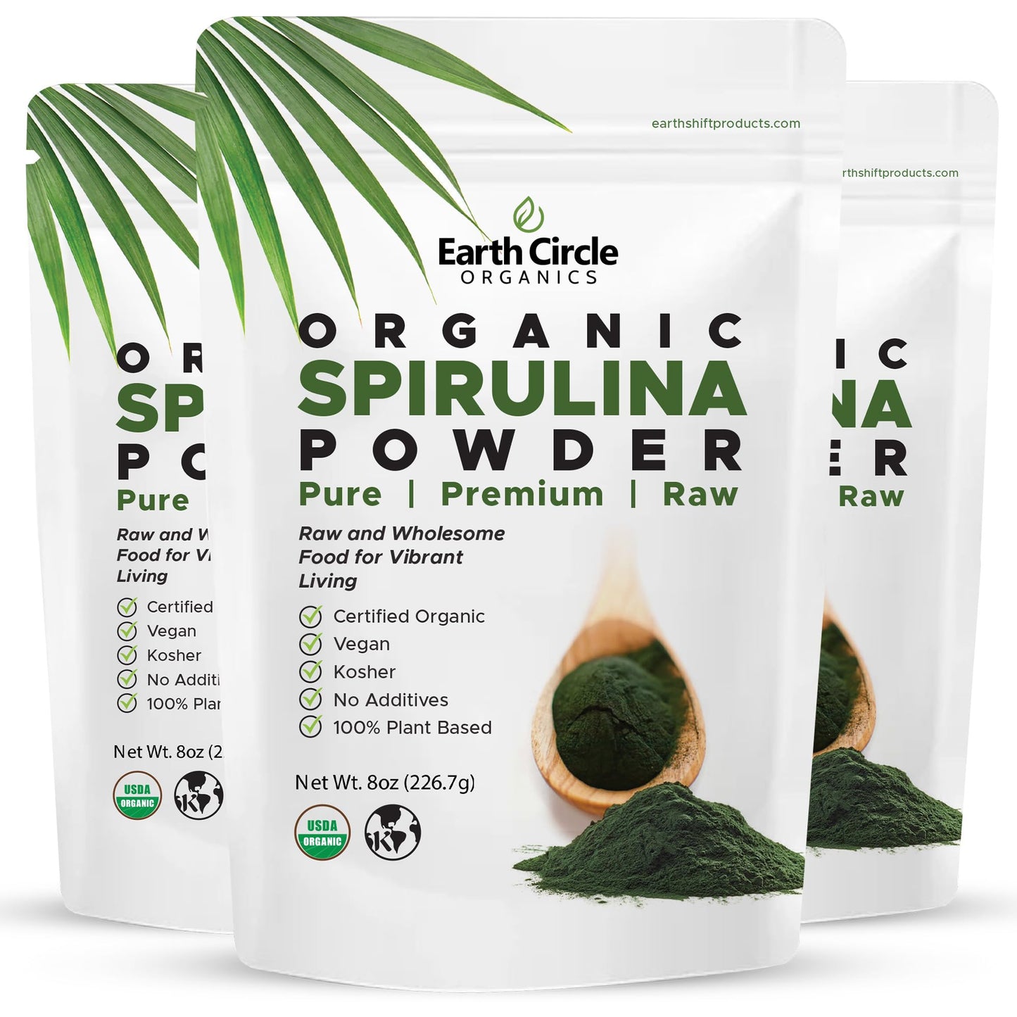 Earth Circle Organics Spirulina Powder 8 oz (3 Pack)