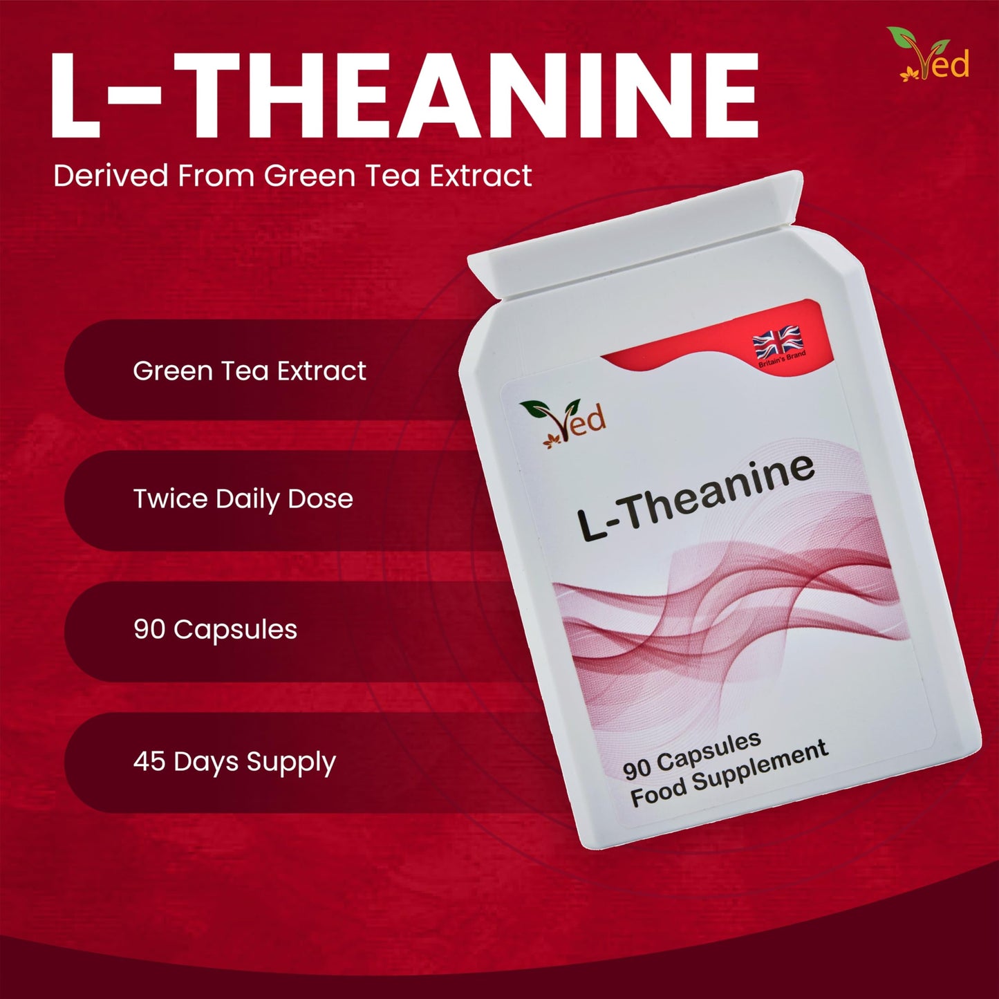 Ved L-Theanine Capsule, 90 Count