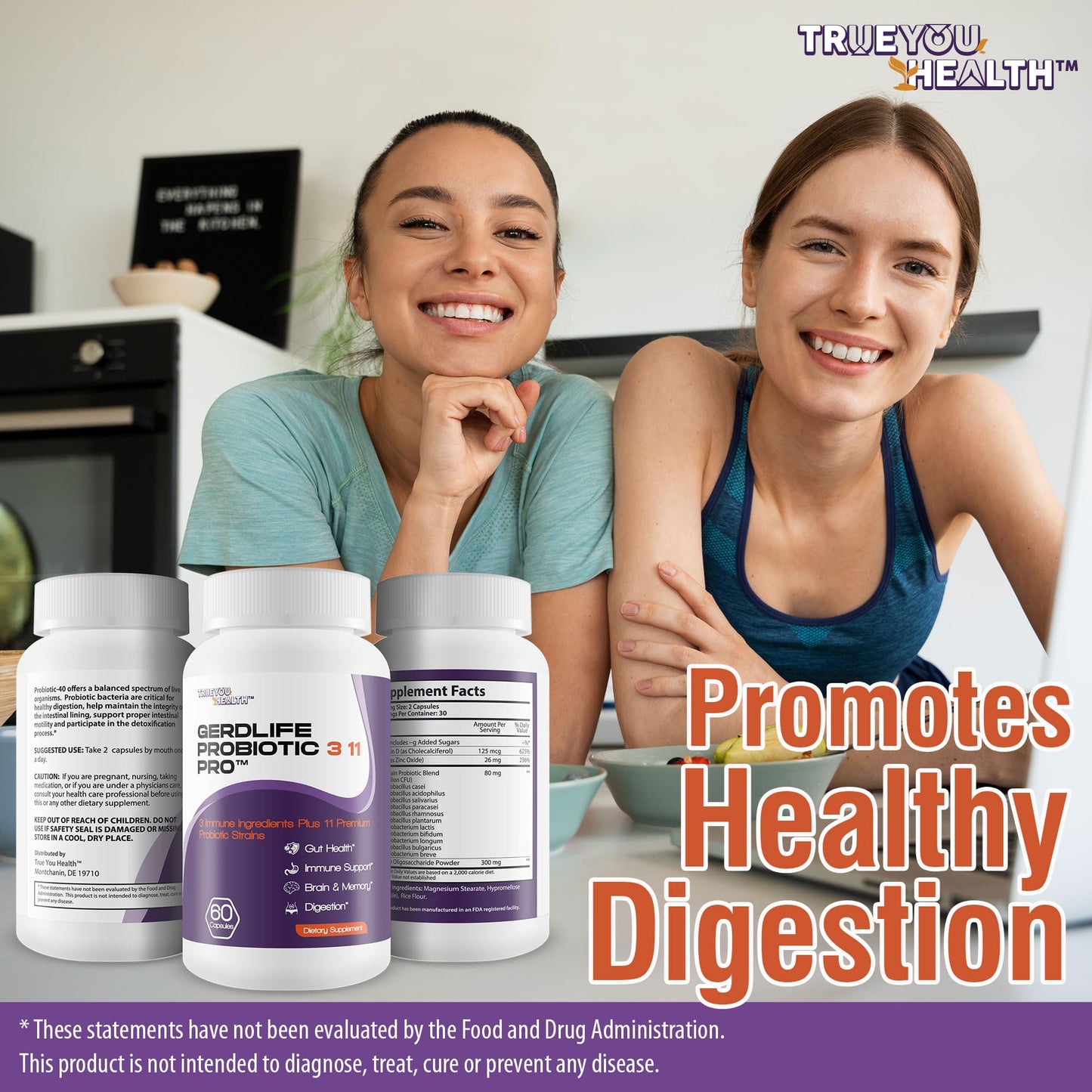 True You Health Gerdlife Probiotic 3 11 Pro Capsules, 60