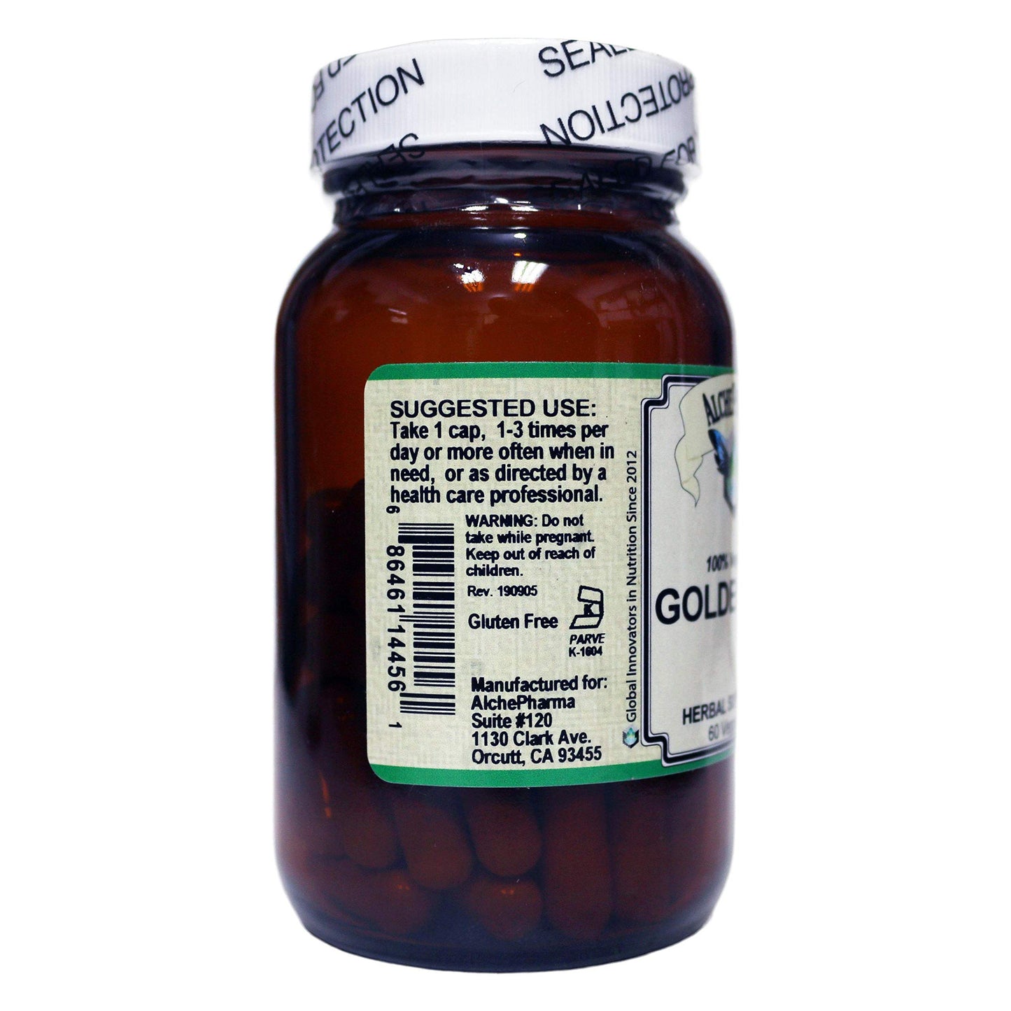 AlchePharma Goldenseal Root 250mg Capsule, 60 Count