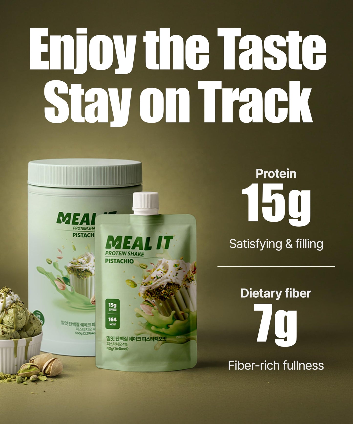 MEAL IT Pistachio Protein Shake Powder 9.88 oz, 7 Packs