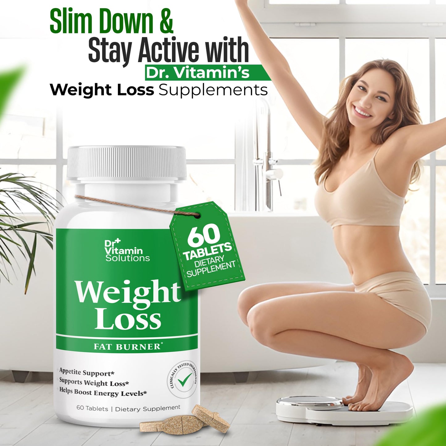 DR VITAMIN SOLUTIONS Fat Burner for Women and Men - Thermogenic Weight Loss Diet Aid, 60 Tablets