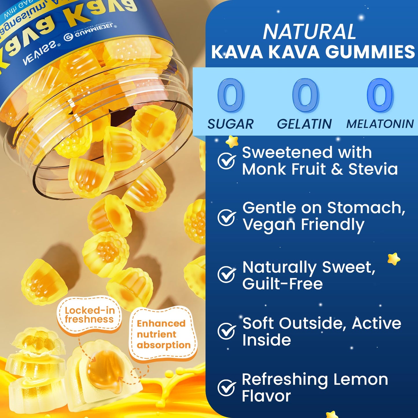NEVISS Kava Kava Gummies 60 Count