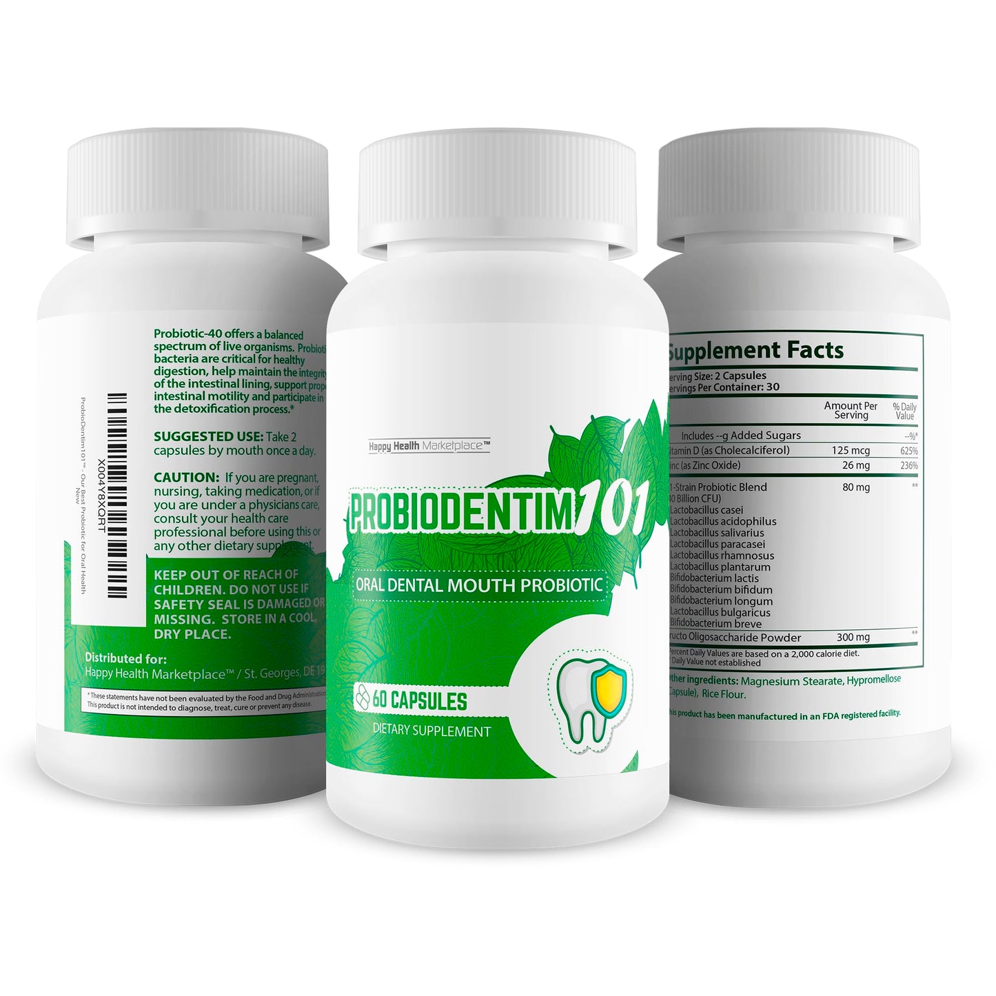 Happy Health Marketplace Probio Dentim 101 Oral Probiotics for Teeth and Gums 60 Capsules