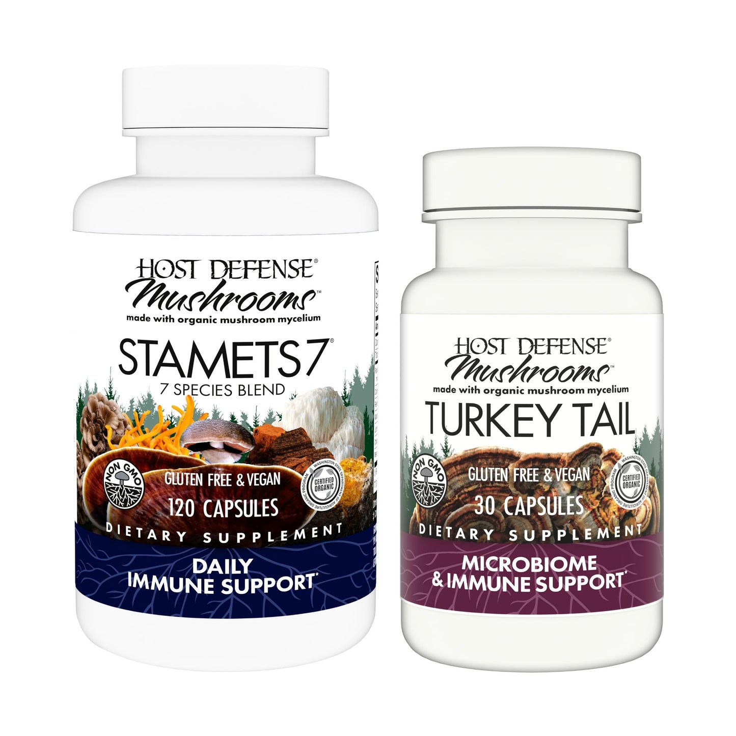 Host Defense Stamets 7 & Turkey Tail Capsules Bundle, 150 Count