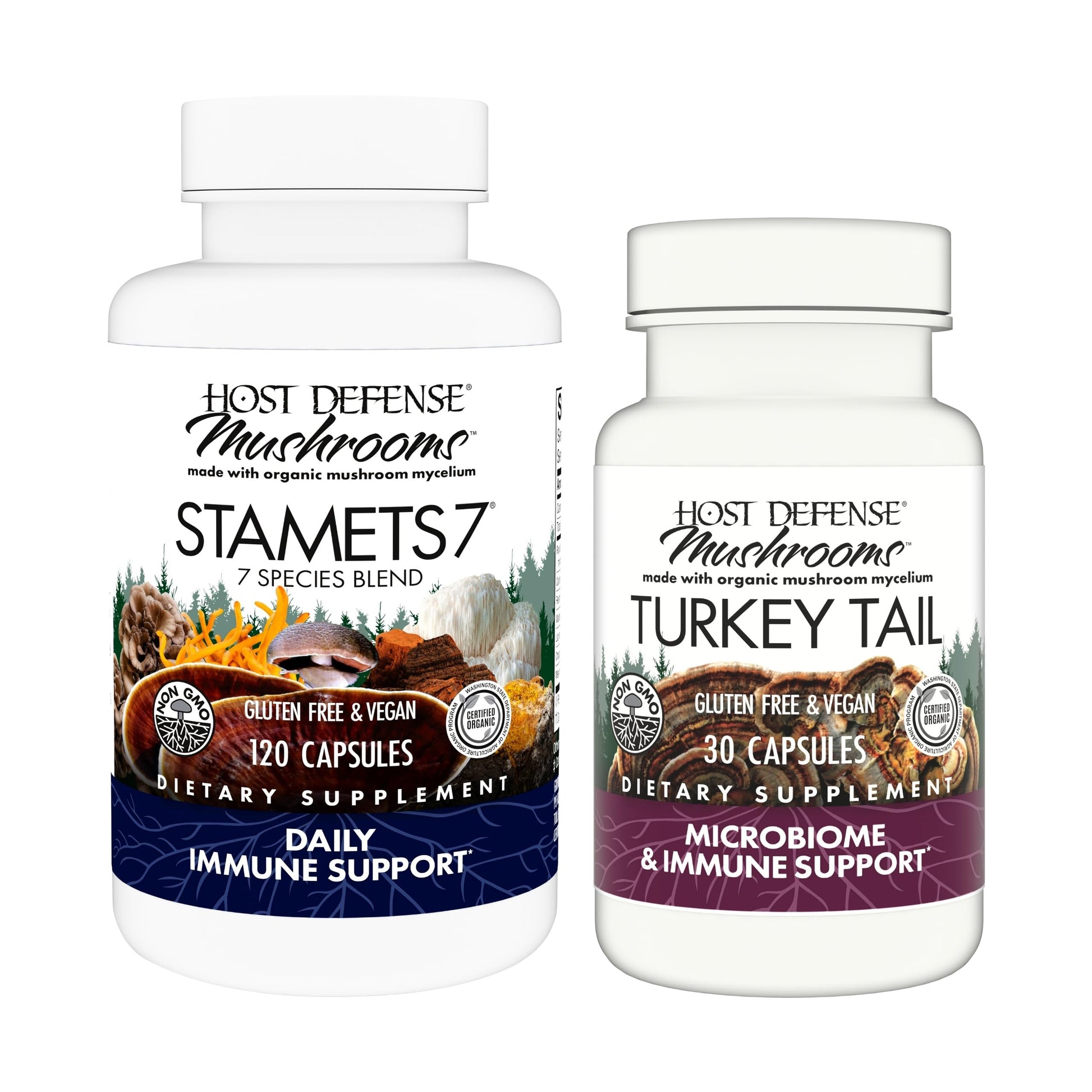 Host Defense Stamets 7 & Turkey Tail Capsules Bundle, 150 Count