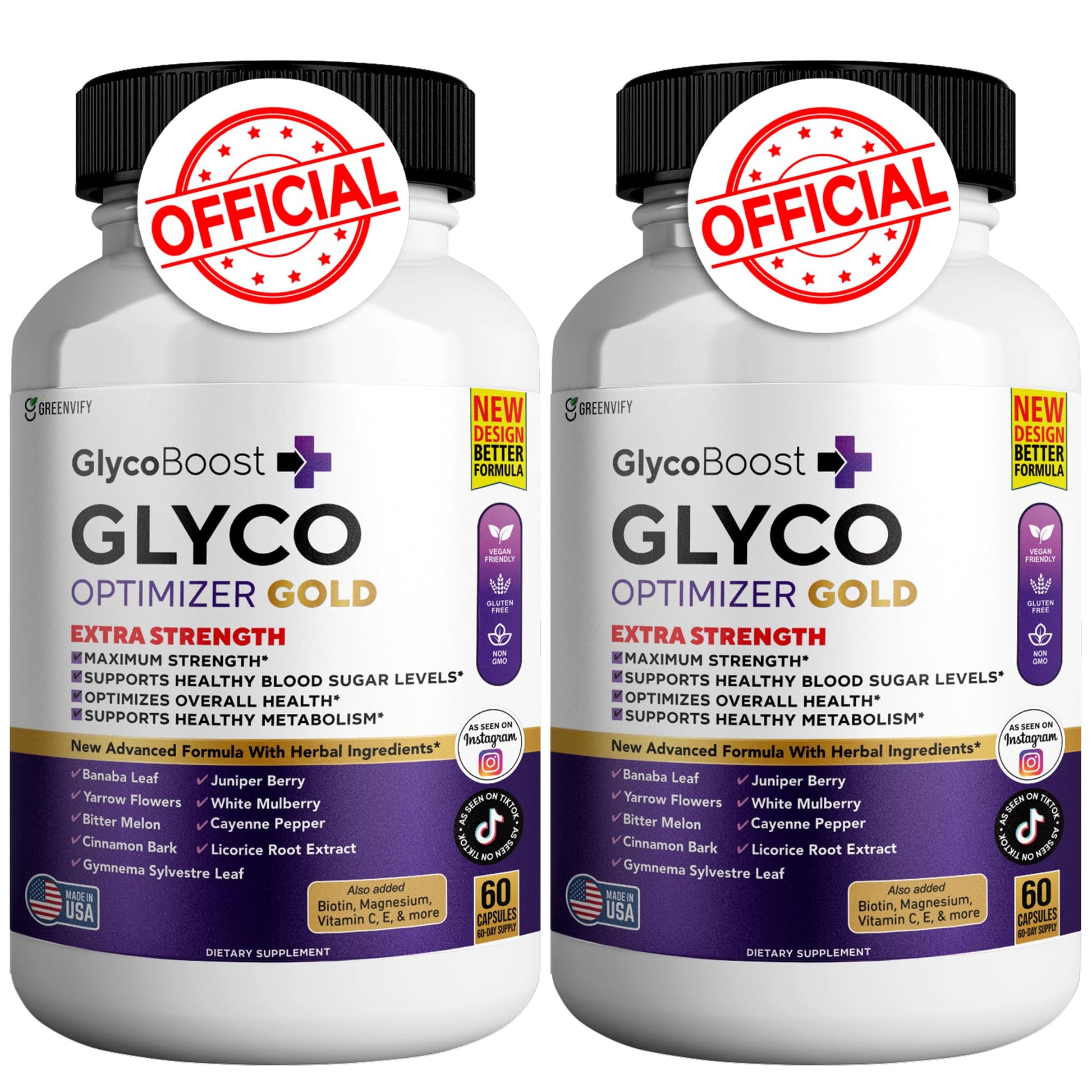 GREENVIFY Glycoboost Glyco Optimizer Gold All Natural Formula Capsules, 120 Count