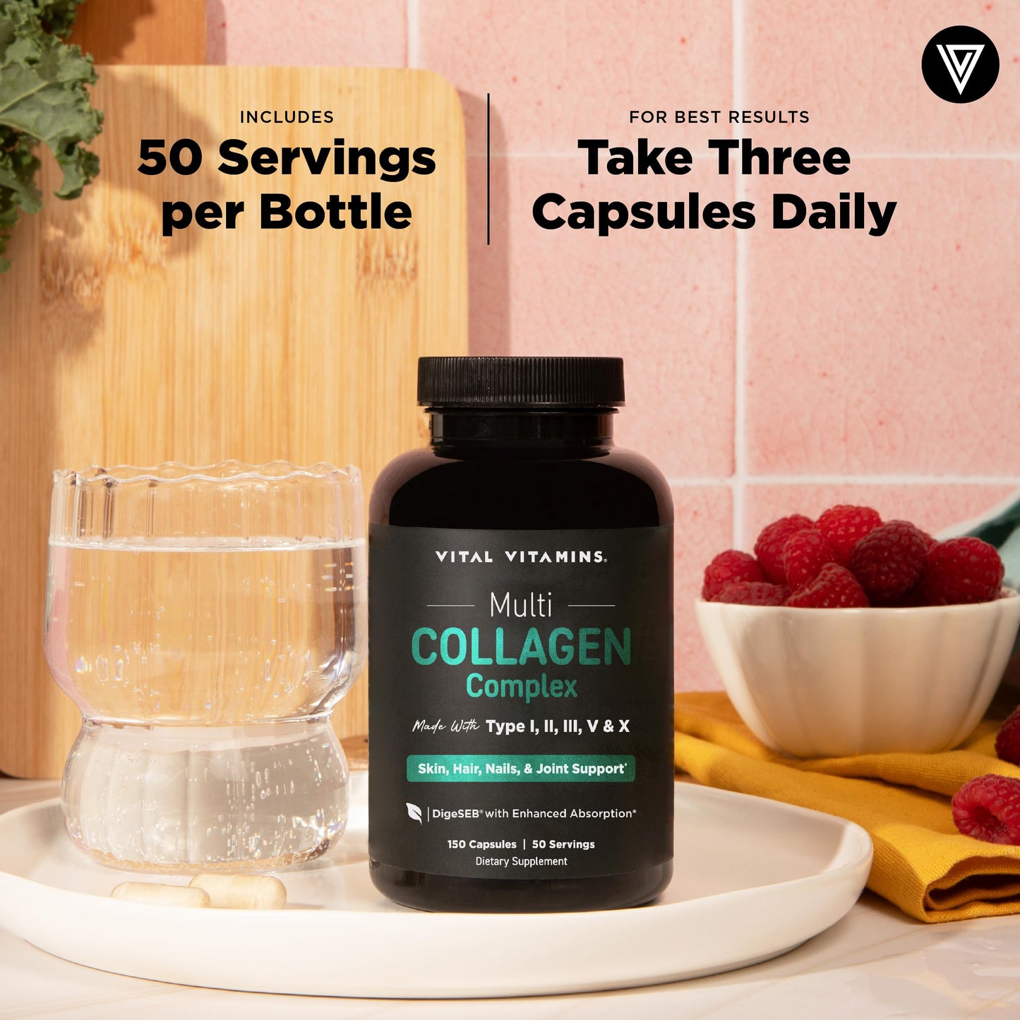 Vital Vitamins Multi Collagen Peptides Complex Capsule 300 Count