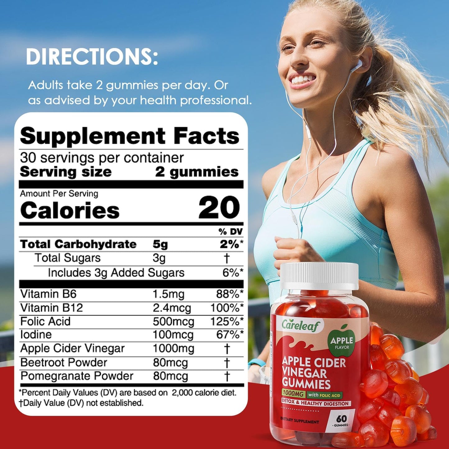 careleaf Apple Cider Vinegar Gummies 60 Count