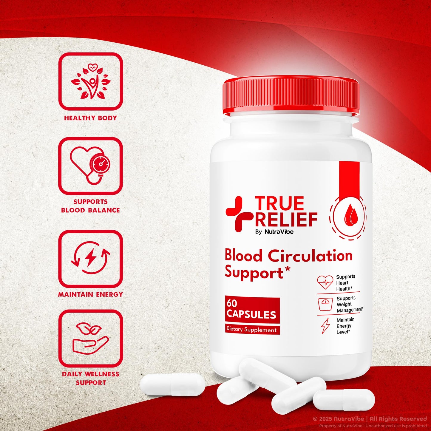 NutraVibe True Relief Blood Balance Support Capsules, 180 Capsules