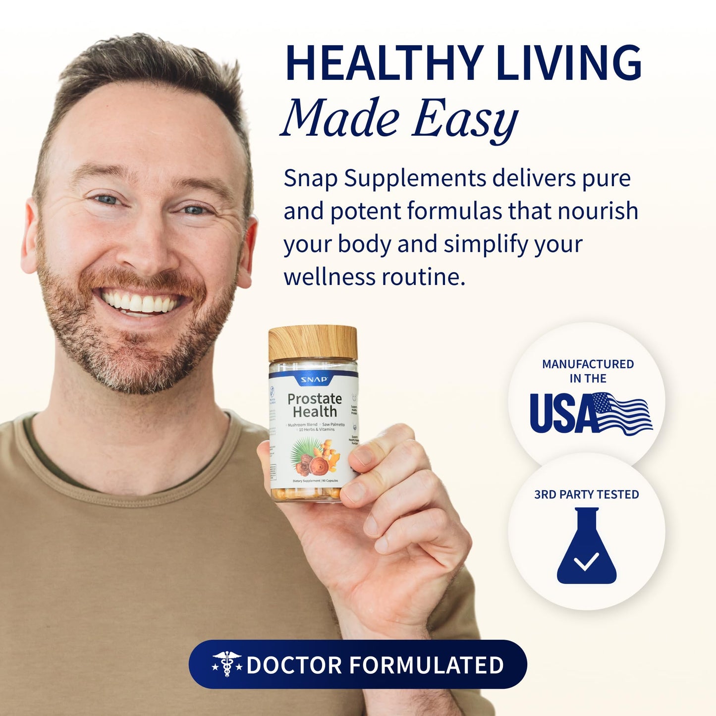 Snap Supplements Prostate Health Supplements for Men Capsules, 90 Count