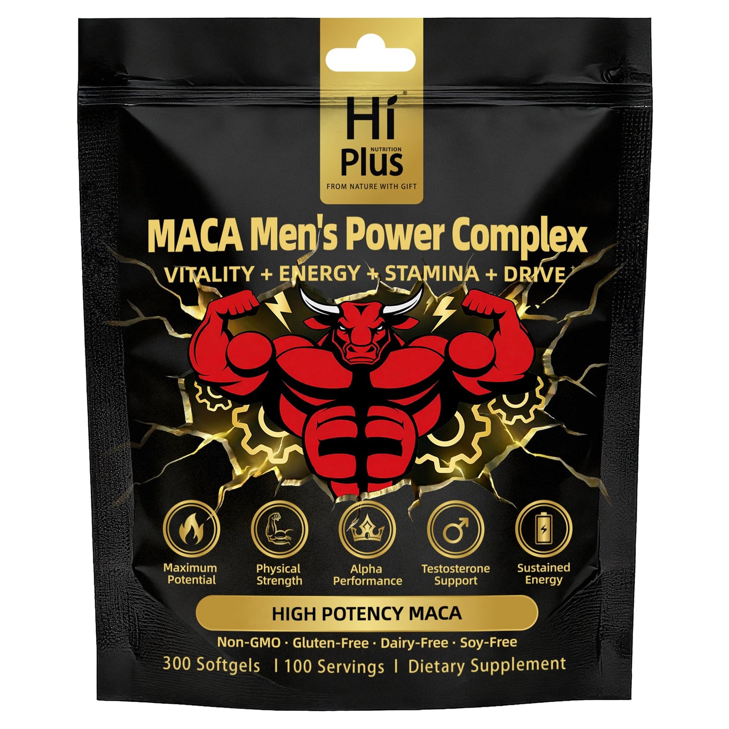 HiPlus Maca Men's Power Complex Formula Gummy, 300 Count