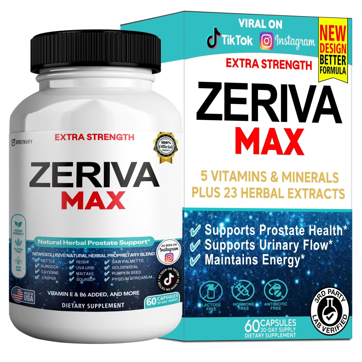 GREENVIFY Zeriva Max Extra Strength Prostate Support, 60 Capsules