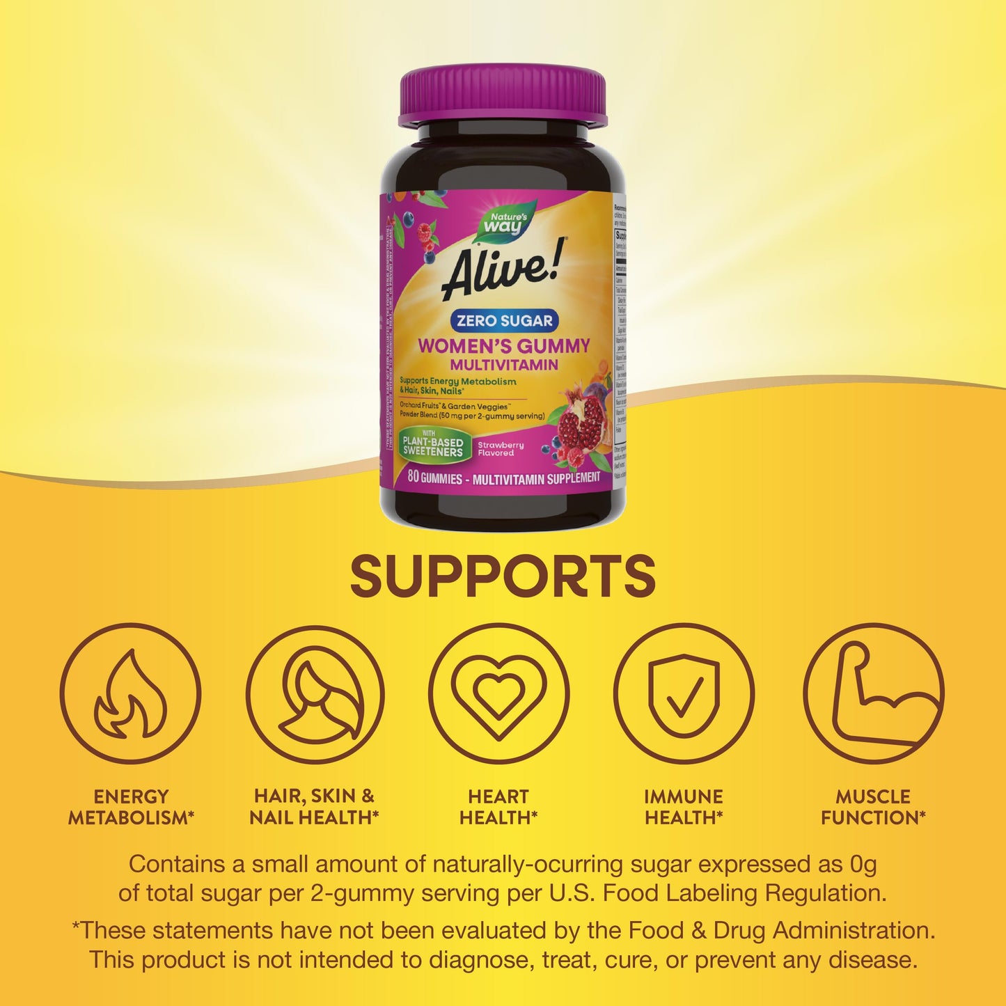 Nature's Way Alive! Zero Sugar Women's Multivitamins, 80 Gummies