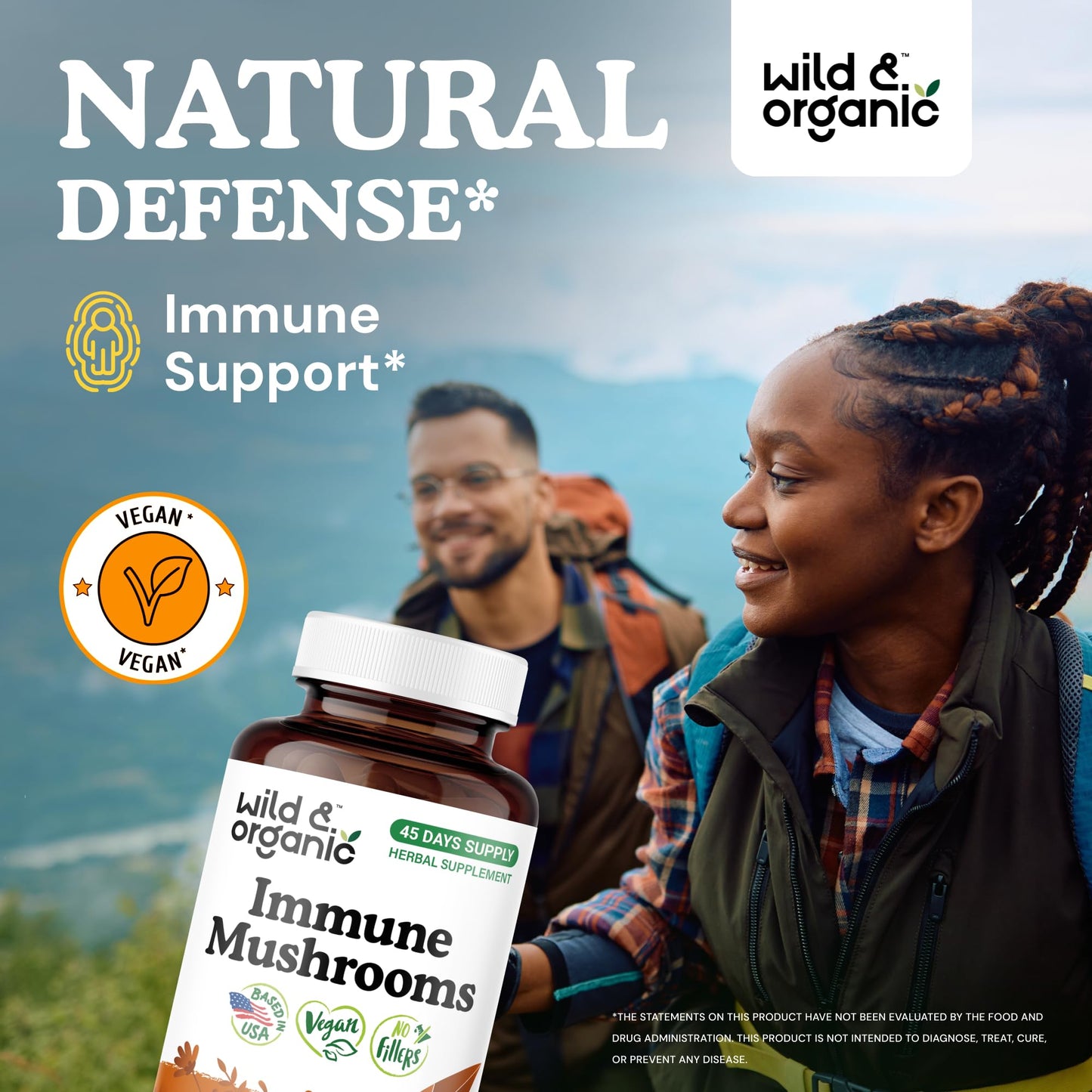 Wild & Organic Immune Mushroom Complex Capsules 90 Count
