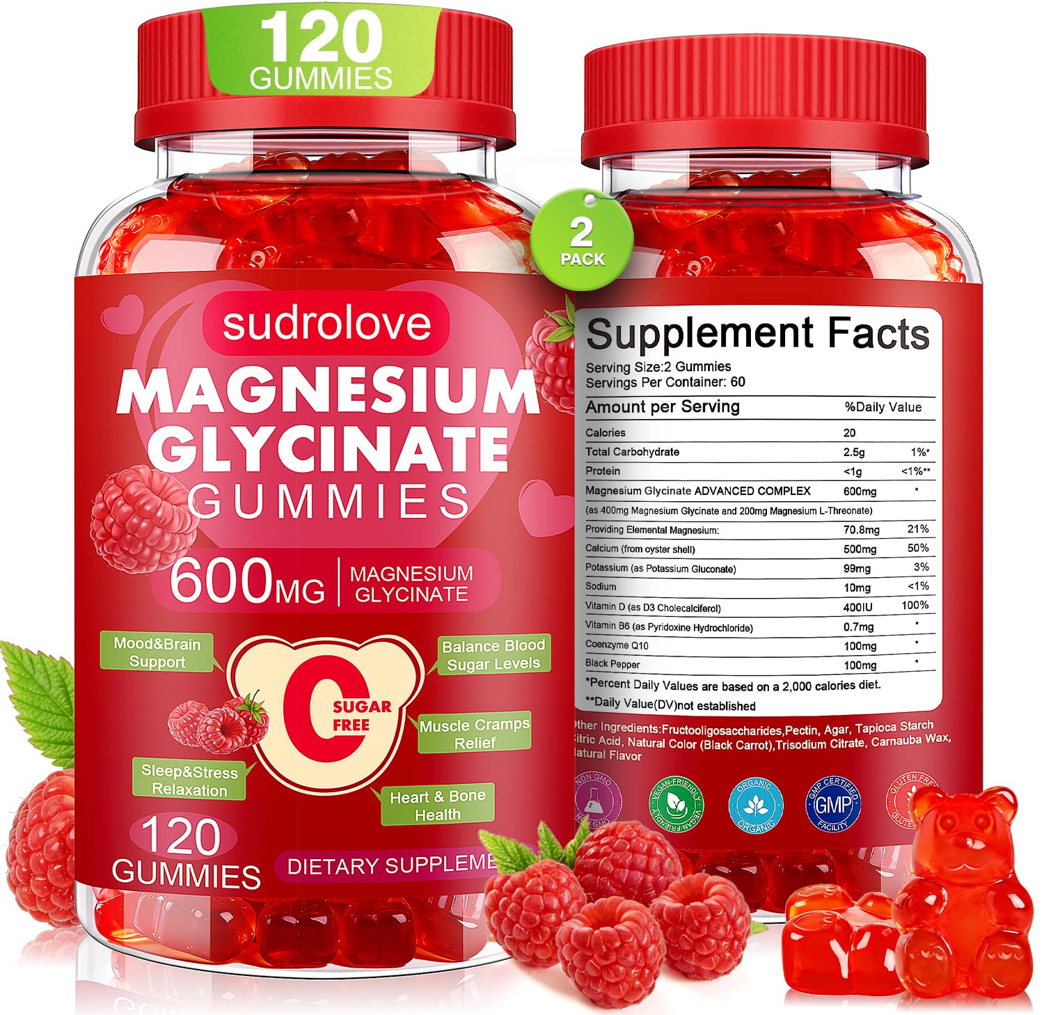 Sudrolove Magnesium Glycinate Gummies 240 Count