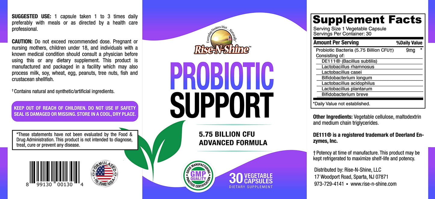 Rise-N-Shine Probiotics for Women and Men 30 Capsules