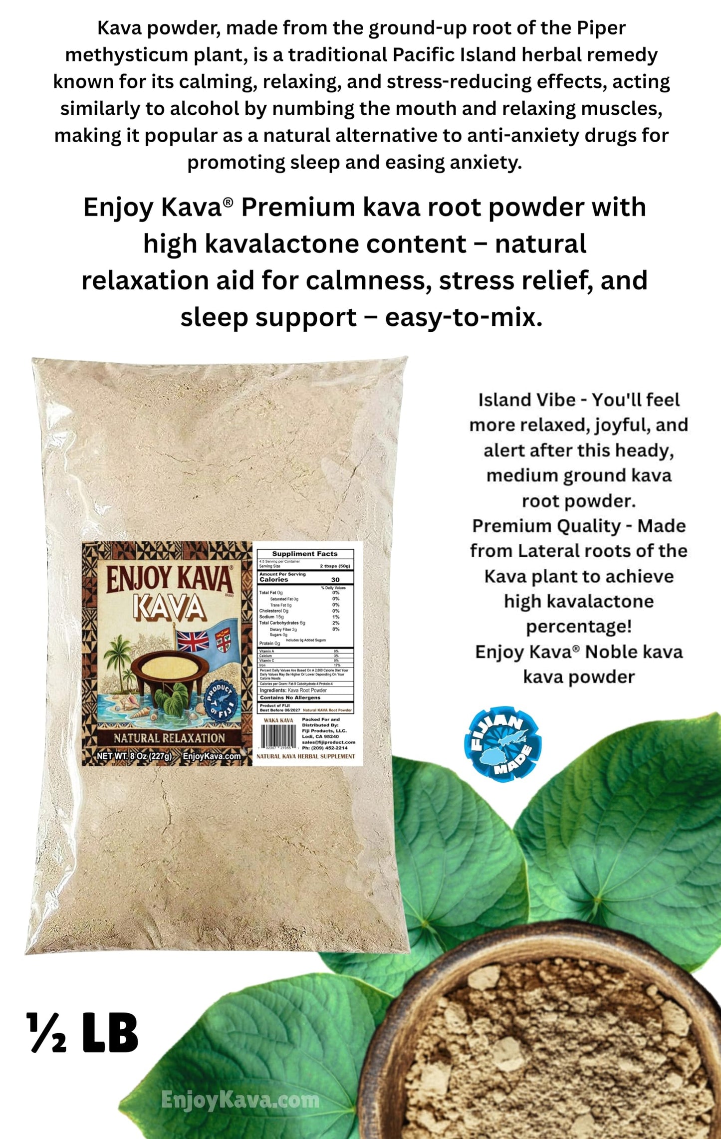 Enjoy Kava Noble Kava Root Powder, 1