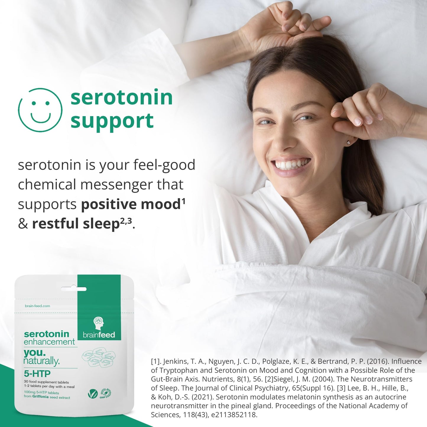 Brain Feed Serotonin Supplement 5-HTP Natural Mood Booster 60 Tablets
