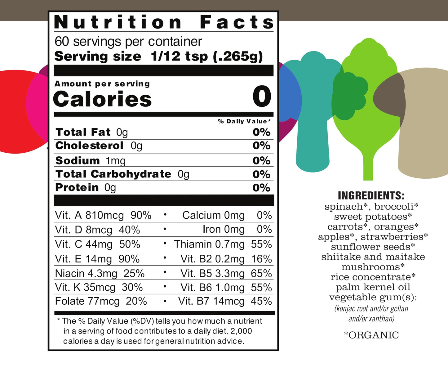 ENOF Organic Fruit and Vegetable Powder Supplement for Kids & Adults 1.8 oz Powder