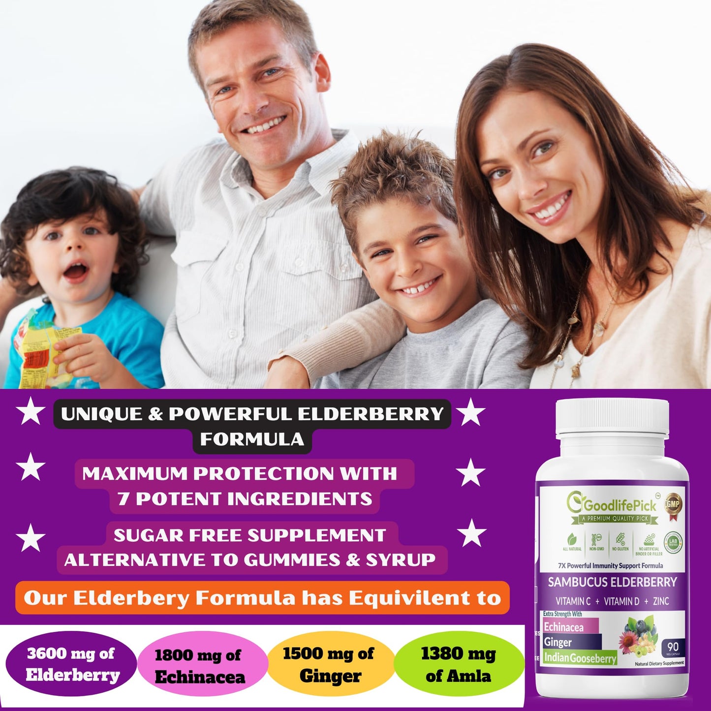 GoodlifePick Elderberry & Turmeric Capsules, 180 Count