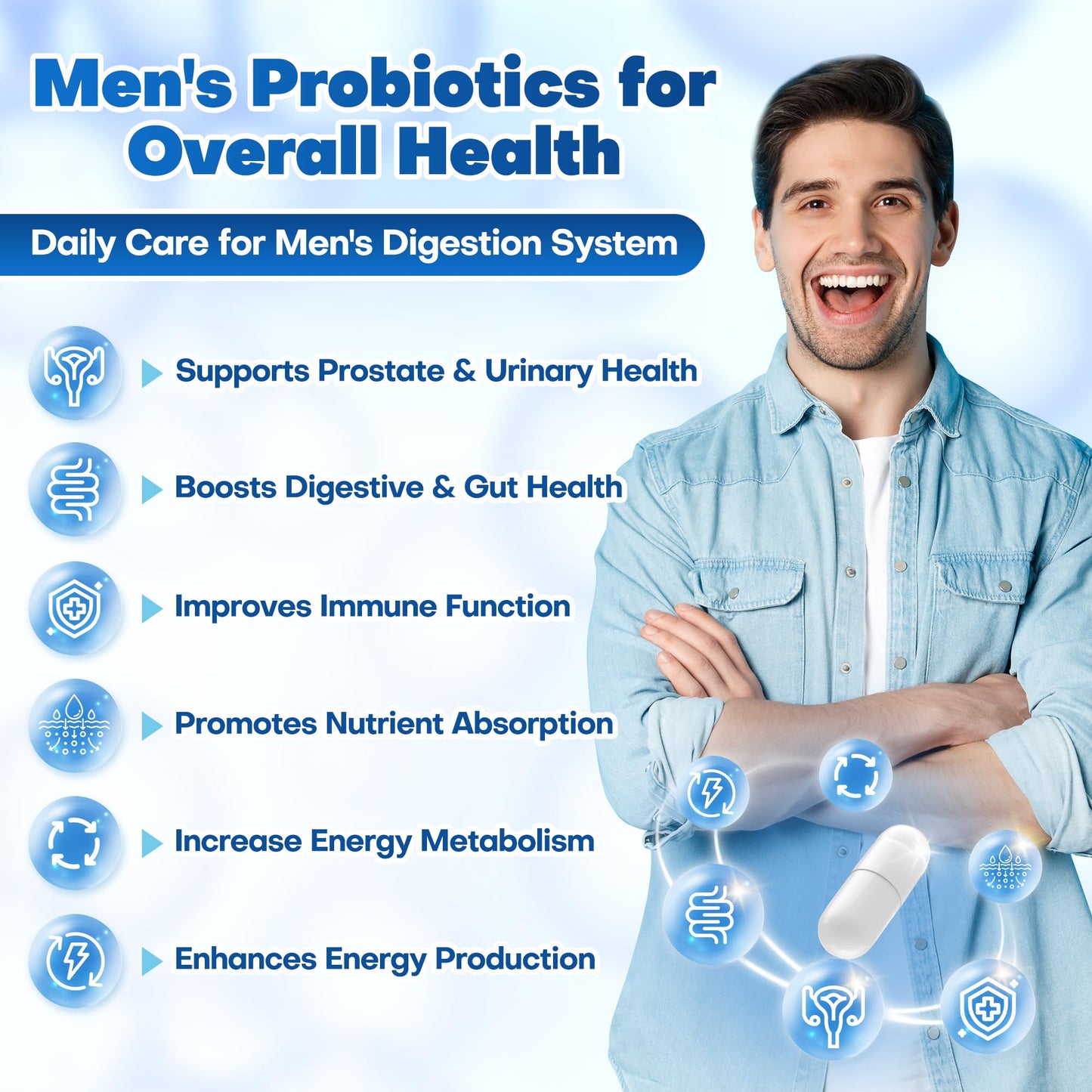 NutriGut Mens Probiotics For Gut Health 100 Billion CFU Capsule 90 Count
