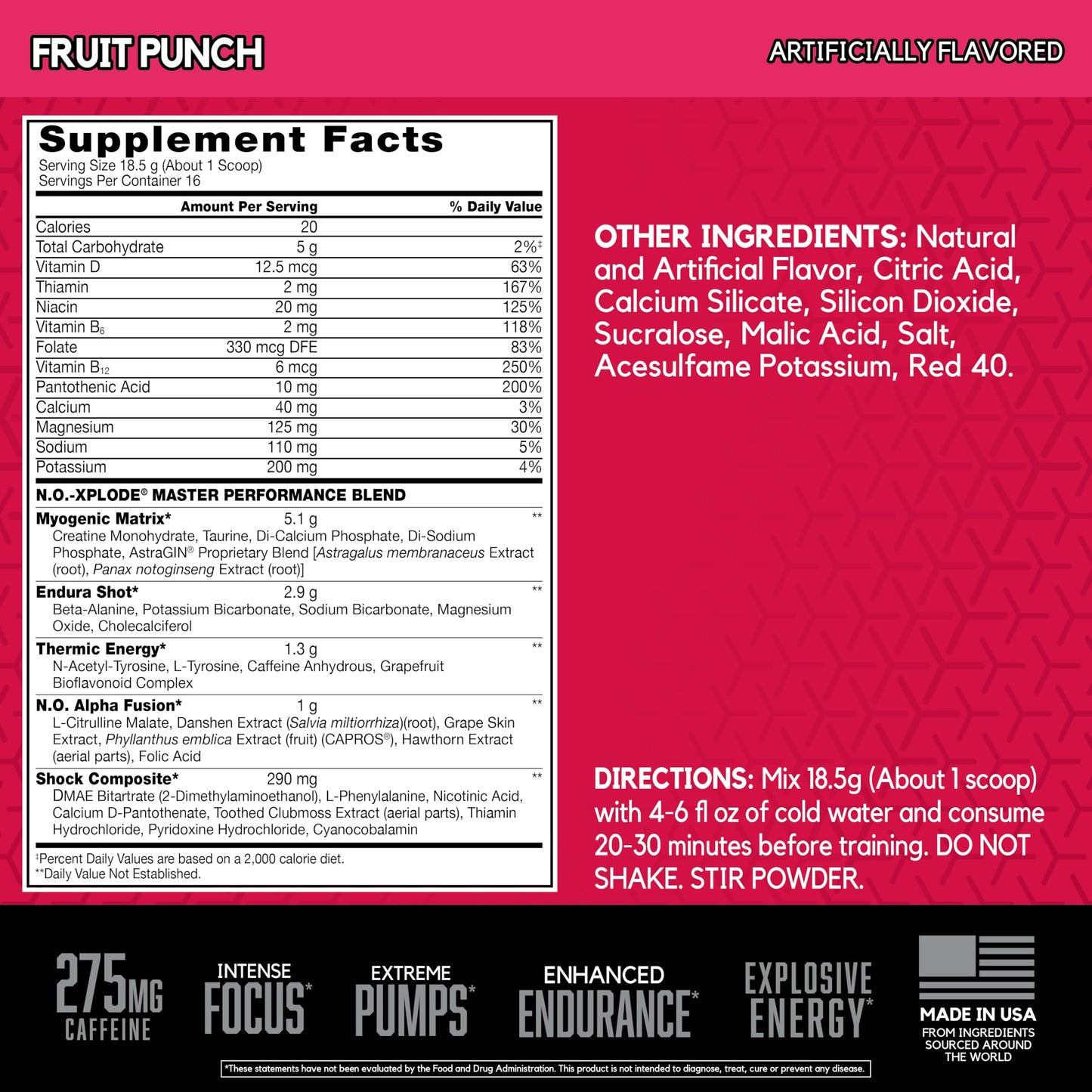BSN N.O.-XPLODE Pre Workout Powder, 16 Servings, 0.65 Pound