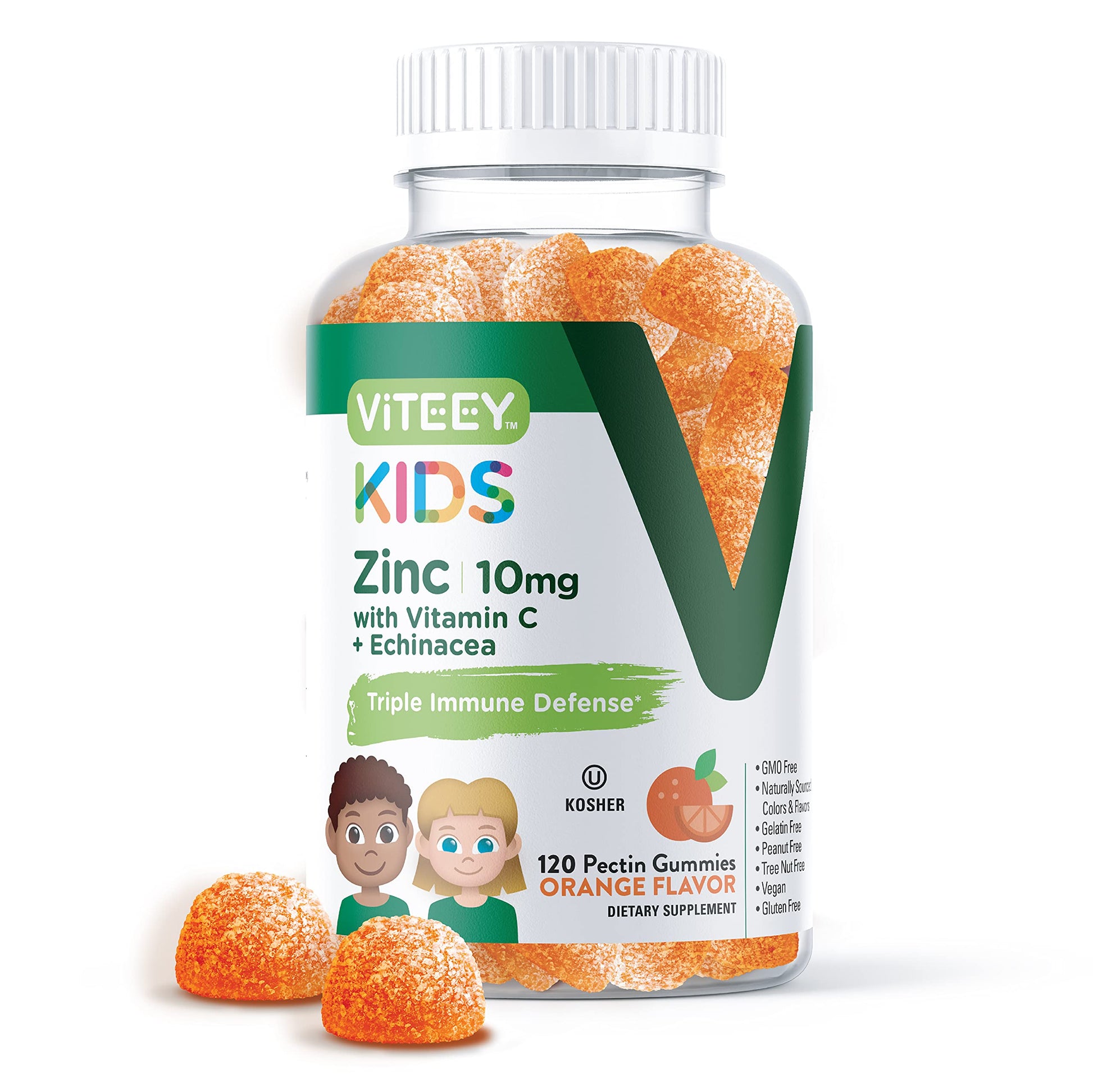 Viteey Zinc for Kids Gummies 10mg with Vitamin C & Echinacea, 120 Count