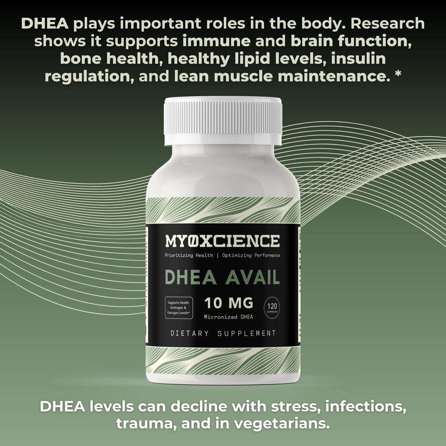 MYOXCIENCE DHEA Avail Absorption Enhanced DHEA 10mg Capsules, 120 Count