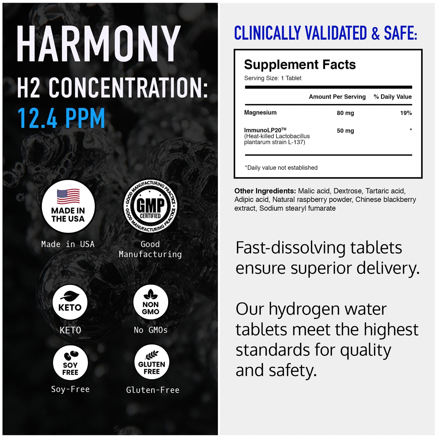 DRINK HRW Harmony Molecular Hydrogen Water Raspberry Tablets 30 Count